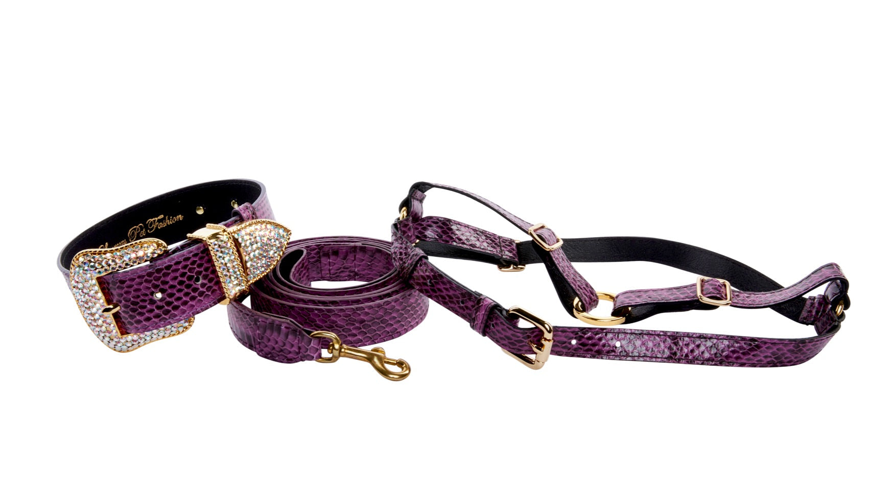 Luxury Pet Fashion Purple & Black Viper Snake Collar With Swarovski by Allysa Payne Beverly Hills - main product image for Resin Society