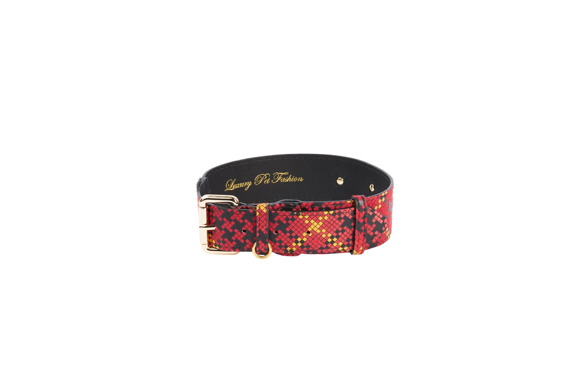Luxury Pet Fashion Plaid Italian Leather Collar