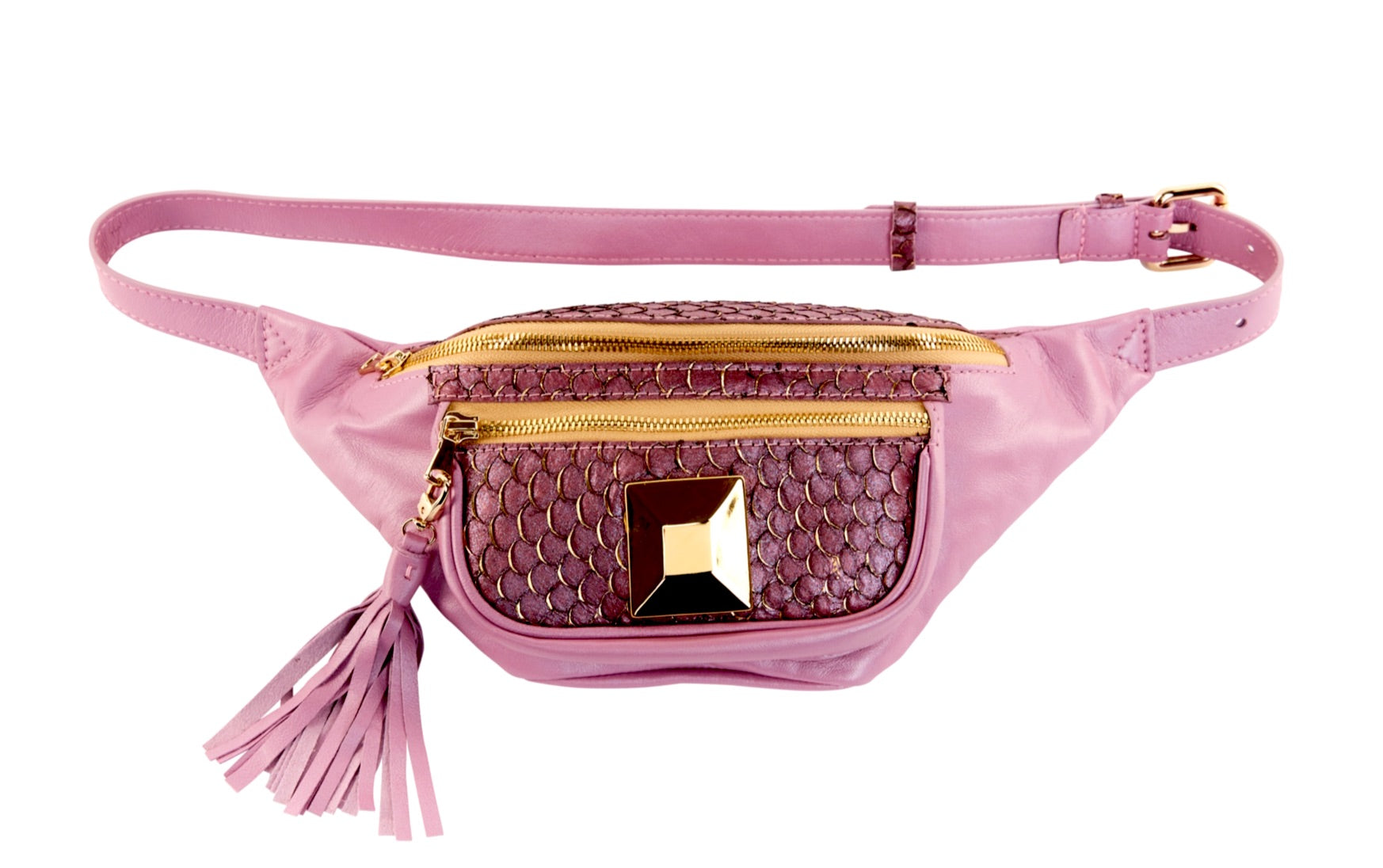 Pearl Purple Italian Leather/Purple Tilapia Fanny Pack With Custom by Allysa Payne Beverly Hills - main product image for Resin Society