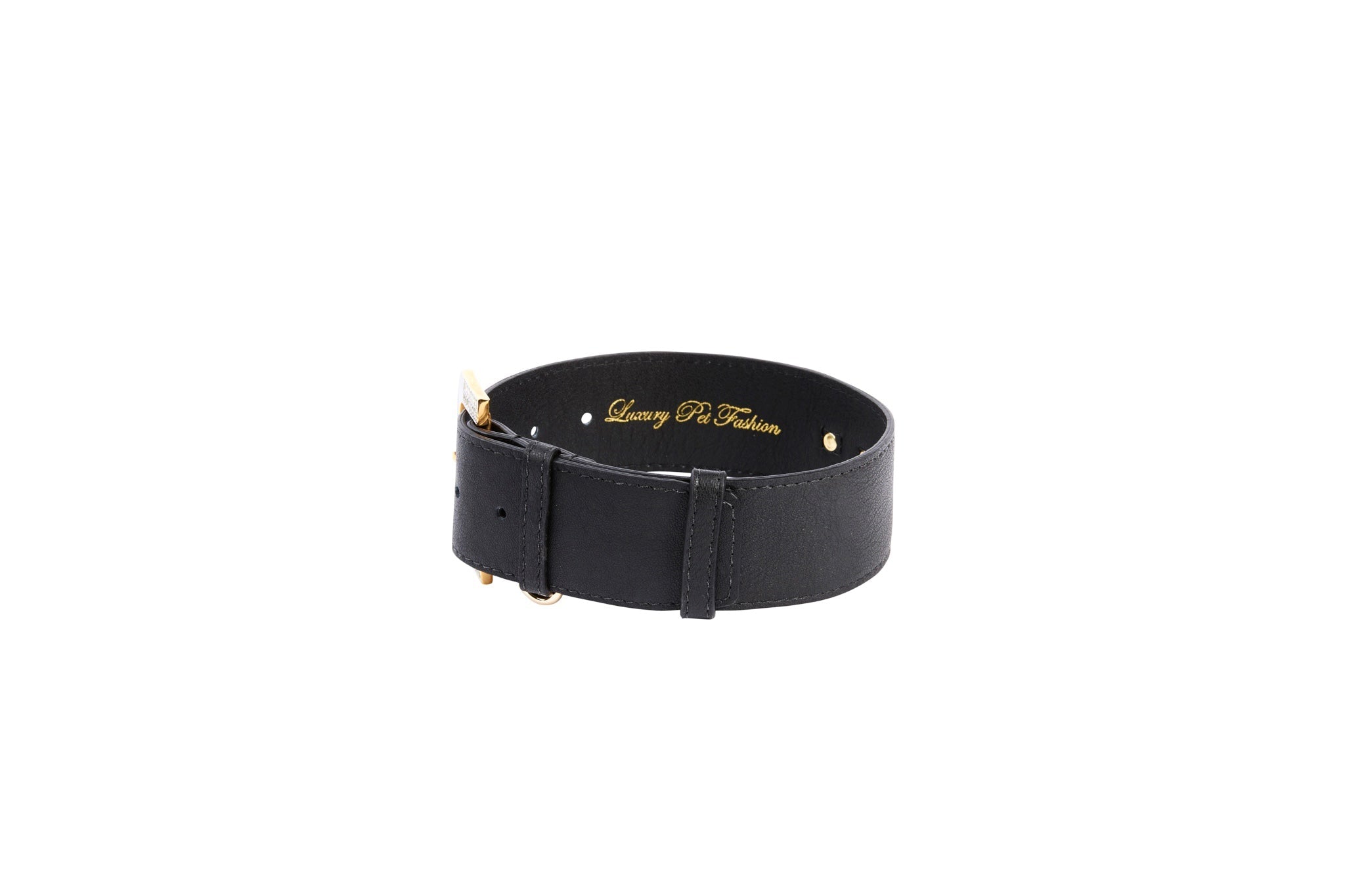 Black Italian Leather Collar With Glamorous Italian Hardware by Allysa Payne Beverly Hills - product image 3 for Resin Society