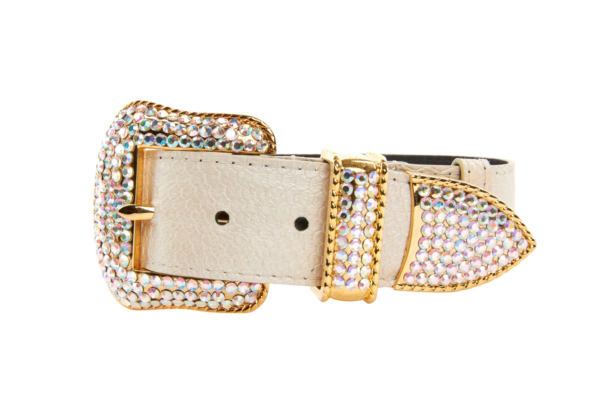 Iridescent Off White Snake Collar With Swarovski Crystal Hardware by Allysa Payne Beverly Hills - main product image for Resin Society