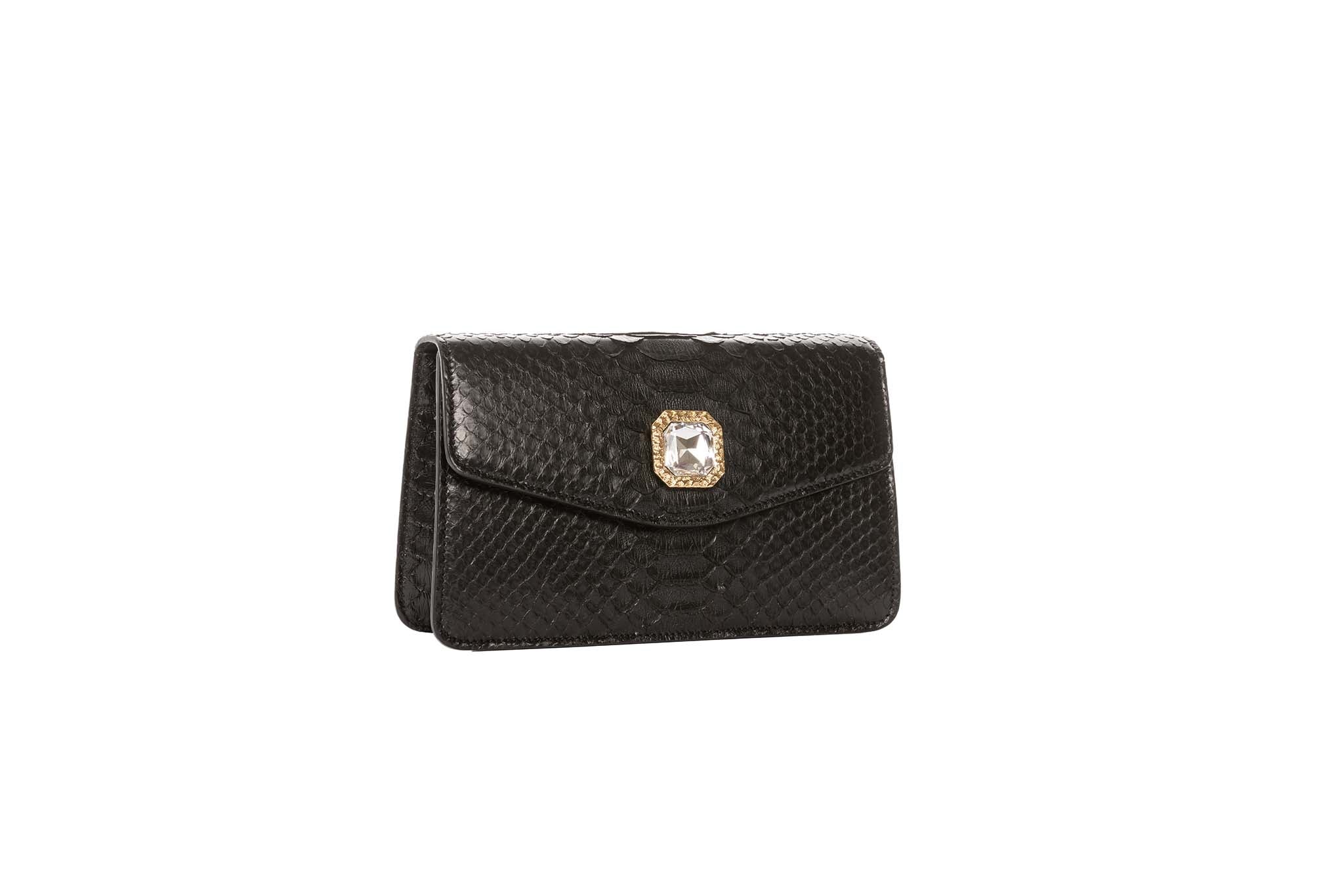 Black Python Clutch With Custom Swarovski Crystal by Allysa Payne Beverly Hills - product image 4 for Resin Society