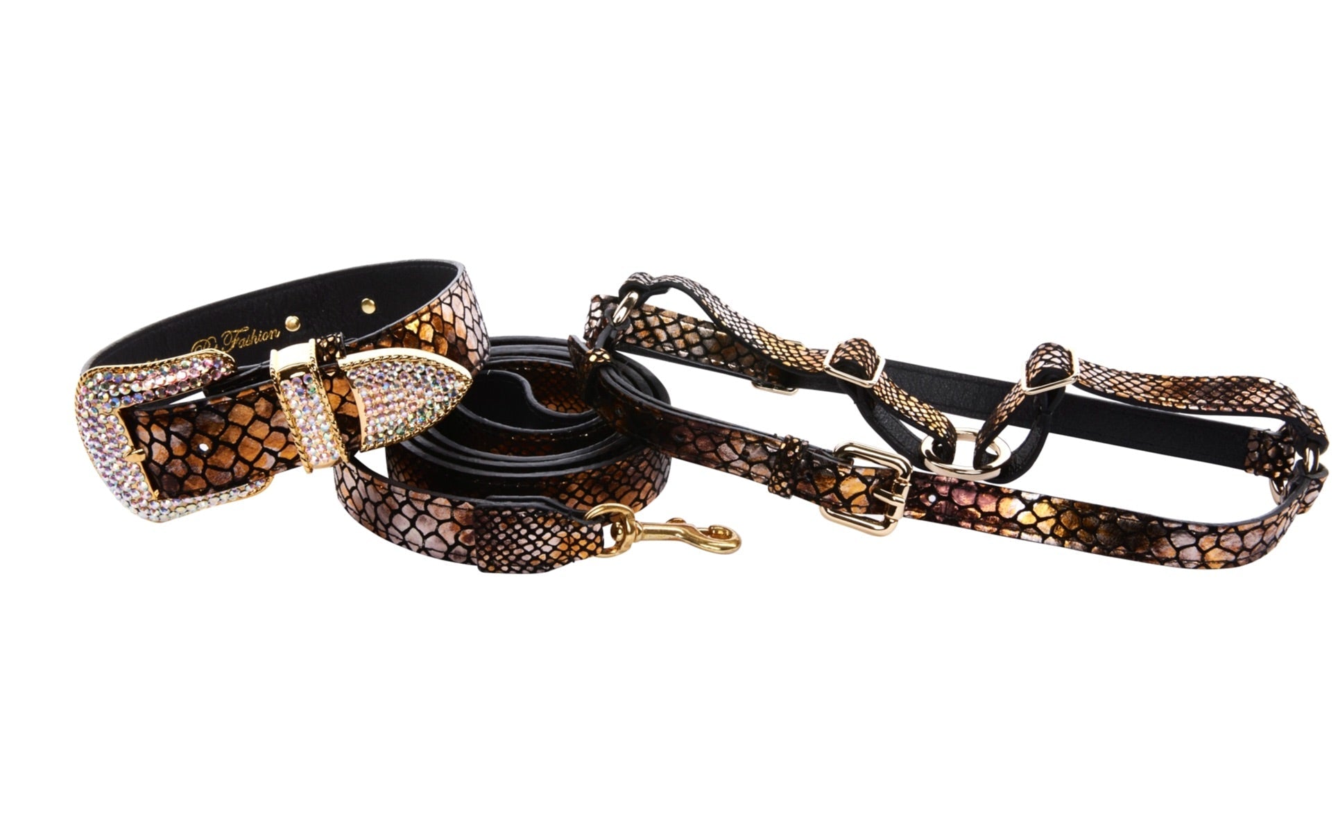 Mermaid Style Embossed Italian Leather/Swarovski Collar by Allysa Payne Beverly Hills - main product image for Resin Society