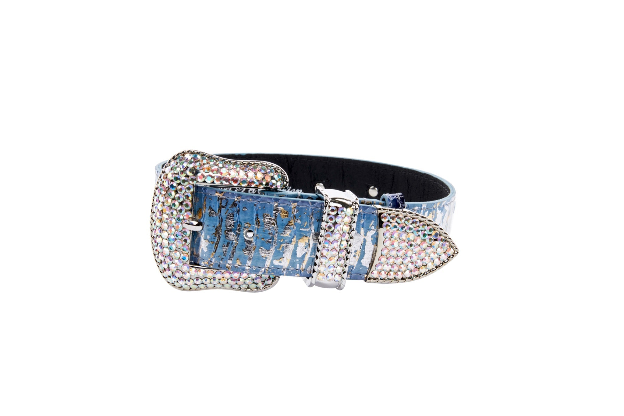 Light Blue/Dark Blue Silver Iridescent Snake/Swarovski Collar by Allysa Payne Beverly Hills - product image 2 for Resin Society