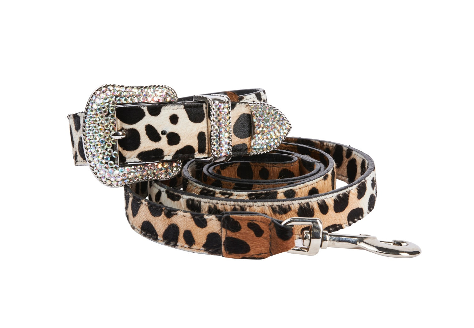 Snow Leopard Hair On Hide Swarovski Collar & Leas Set by Allysa Payne Beverly Hills - main product image for Resin Society
