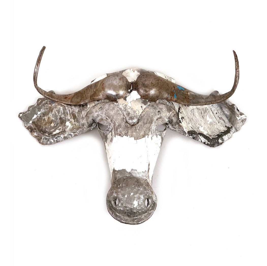 Recycled Wildebeest Metal Animal Wall Mask by Mbare Ltd - main product image for Resin Society
