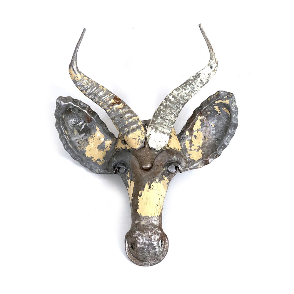 Recycled Springbok Metal Animal Wall Mask by Mbare Ltd - product image 2 for Resin Society