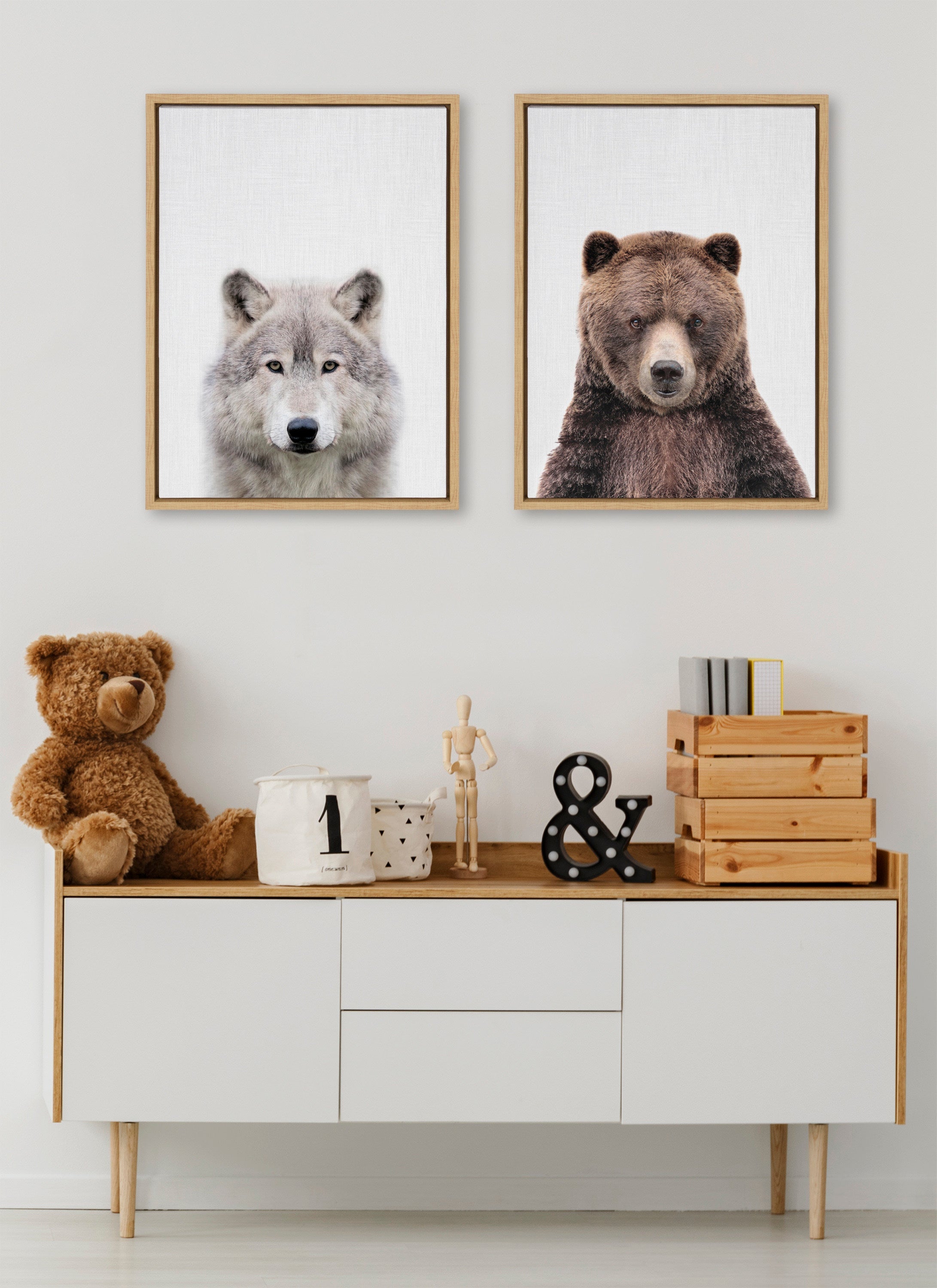Sylvie Cute Bear Color Framed Canvas by kateandlaurel - product image 5 for Resin Society