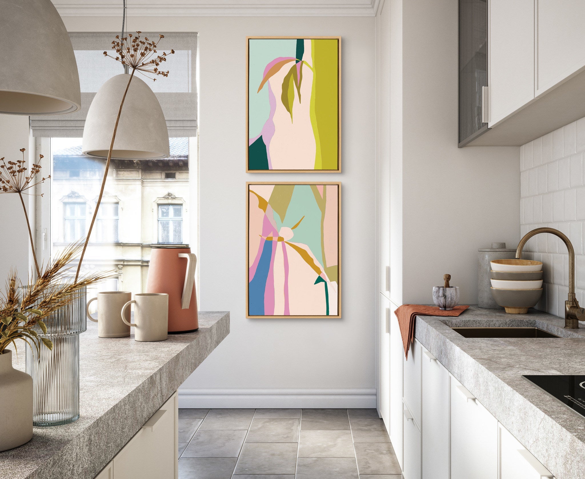 Sylvie Delight in the Moment 1 and 2 Framed Canvas by kateandlaurel - product image 6 for Resin Society
