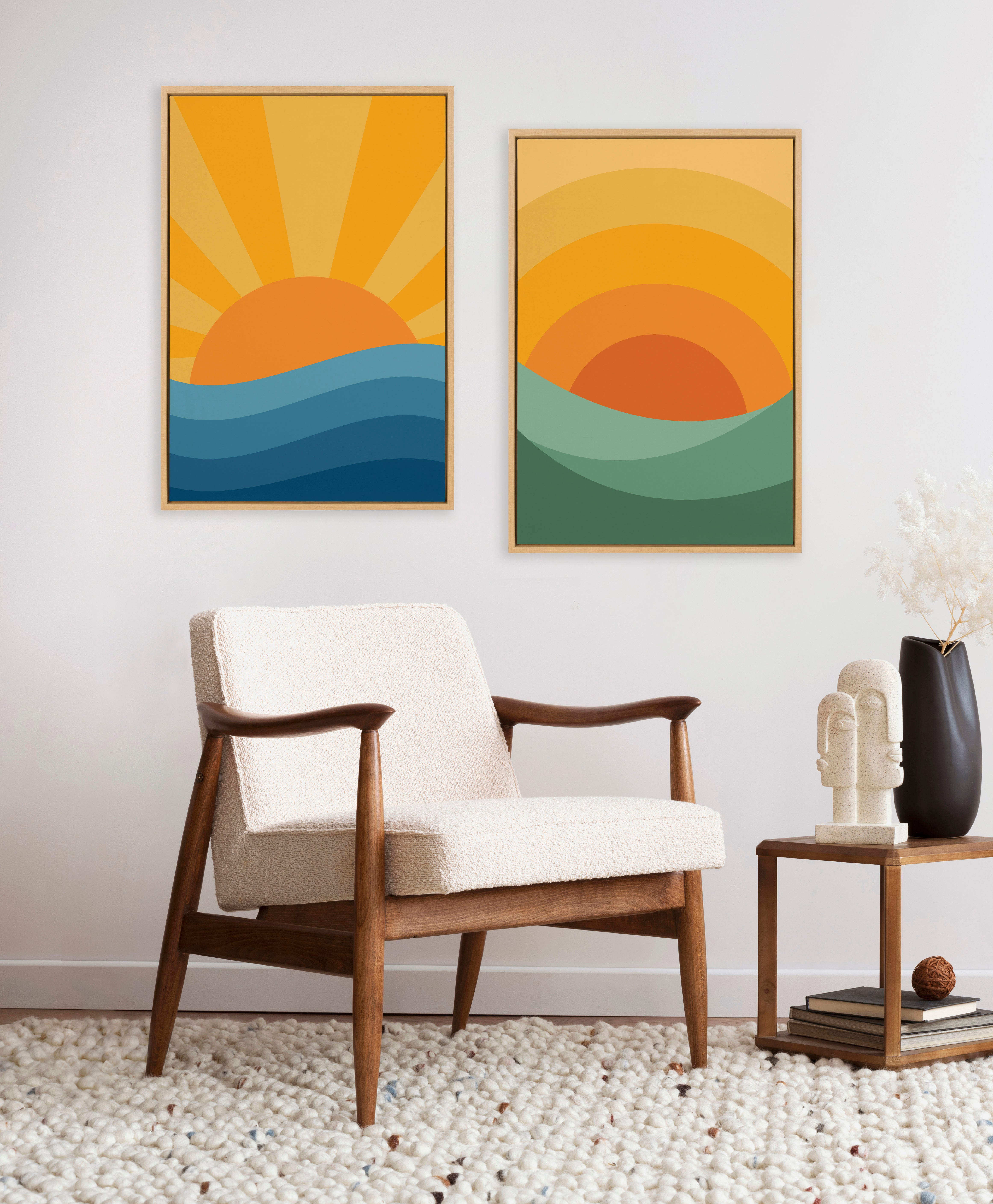Sylvie Sunshine 1 and 2 Framed Canvas Art Set by Carrie Cantwell