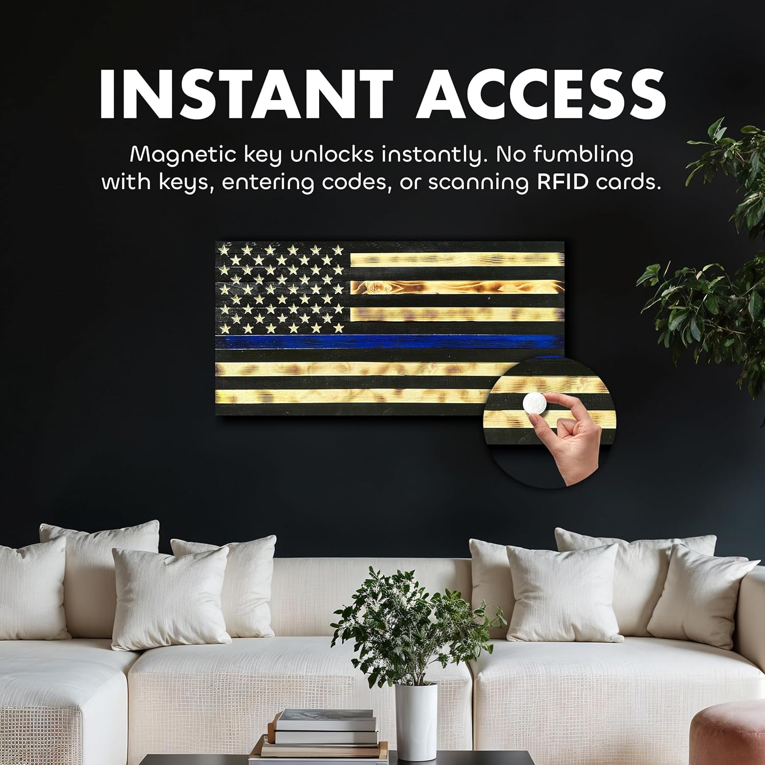 Large Thin Blue Line American Flag Gun Safe by Bellewood Designs - product image 2 for Resin Society