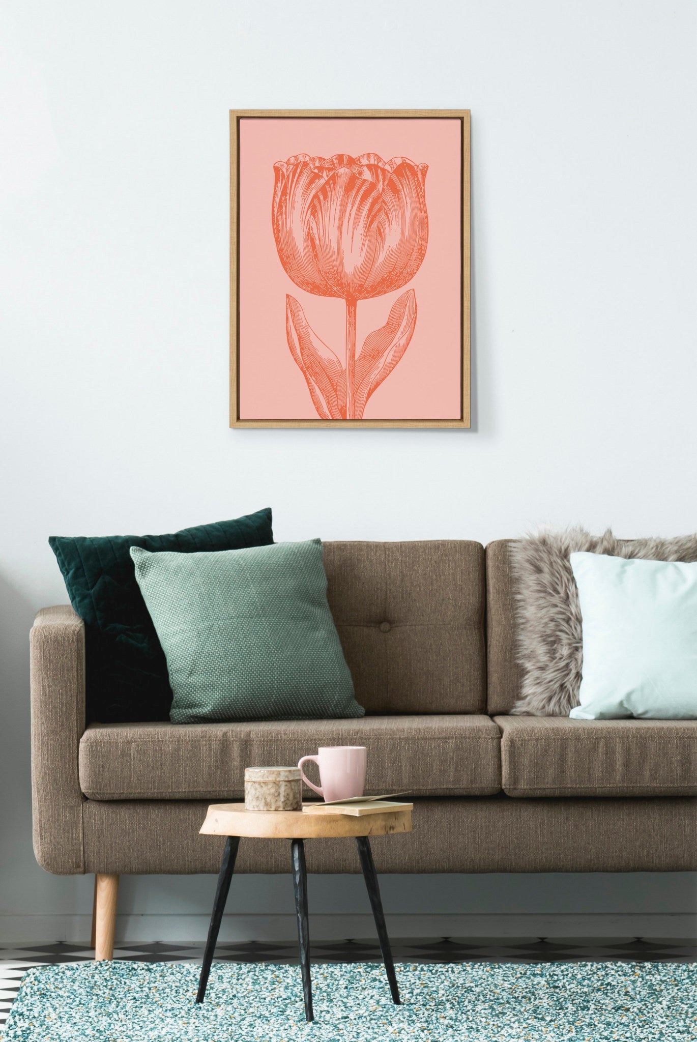 Sylvie Tulip in Pink and Orange Framed Canvas by kateandlaurel - product image 7 for Resin Society