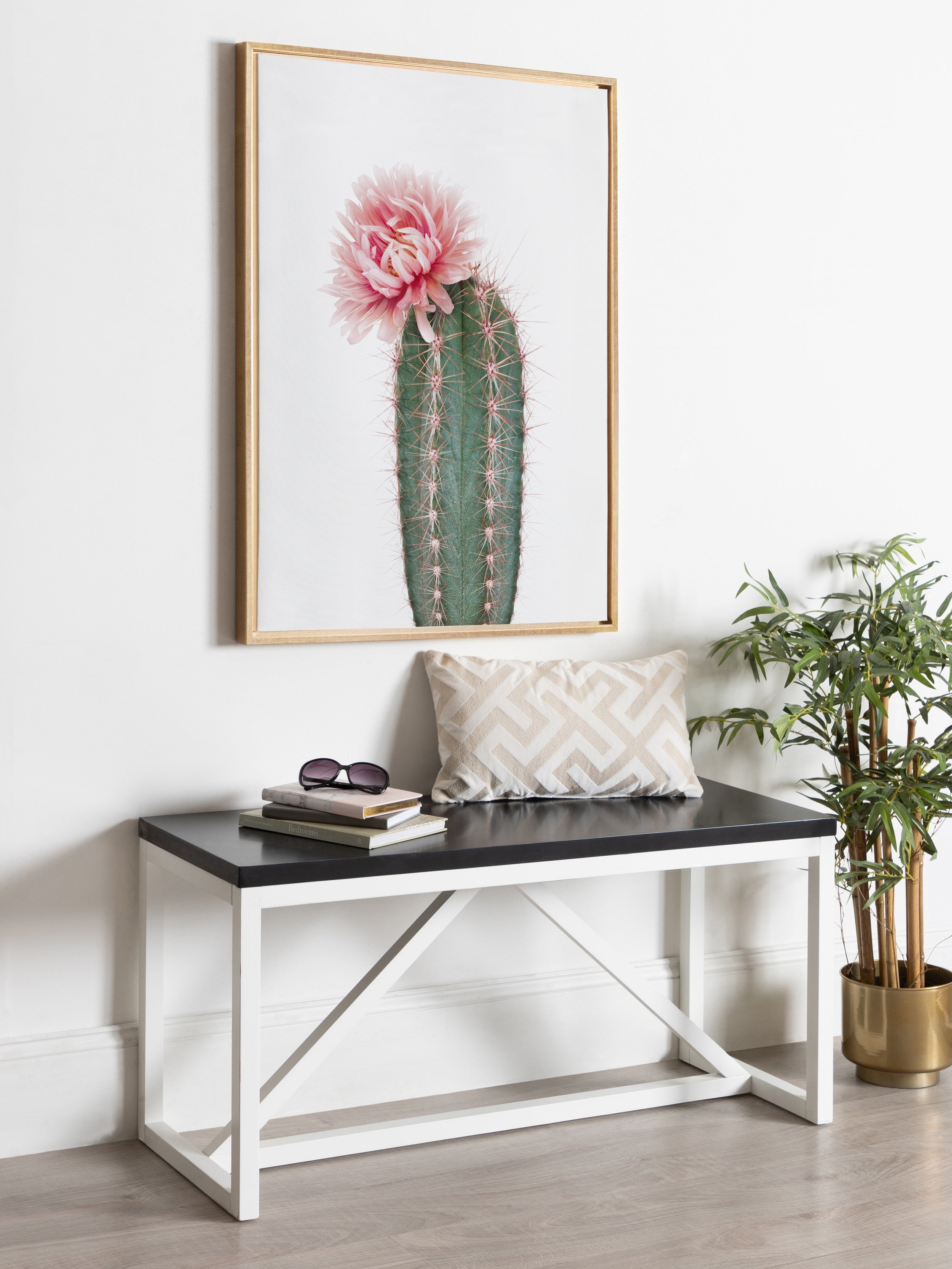 Sylvie Pink Cactus Flower Framed Canvas by Amy Peterson Art Studio