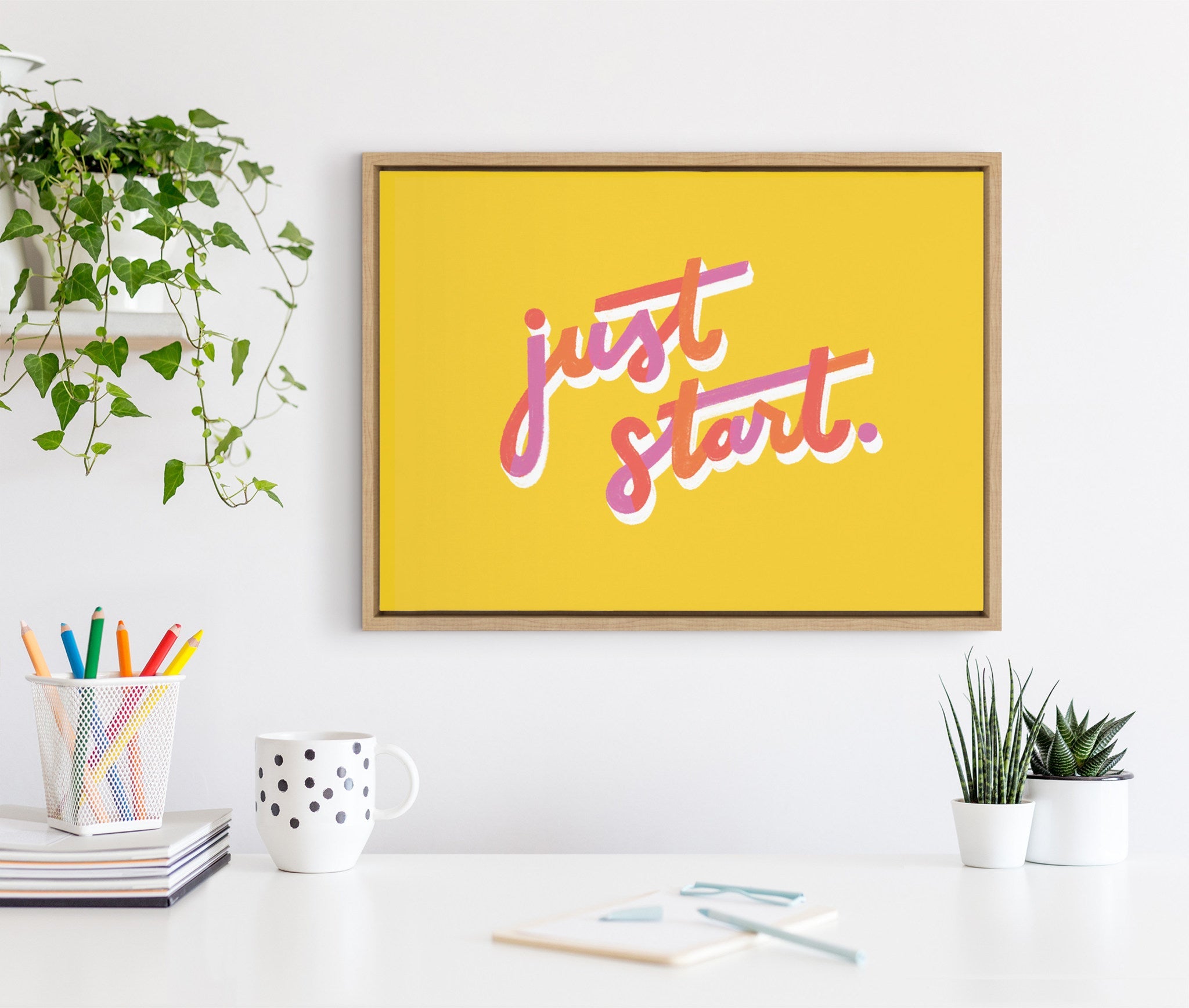 Sylvie Just Start Framed Canvas by kateandlaurel - product image 8 for Resin Society