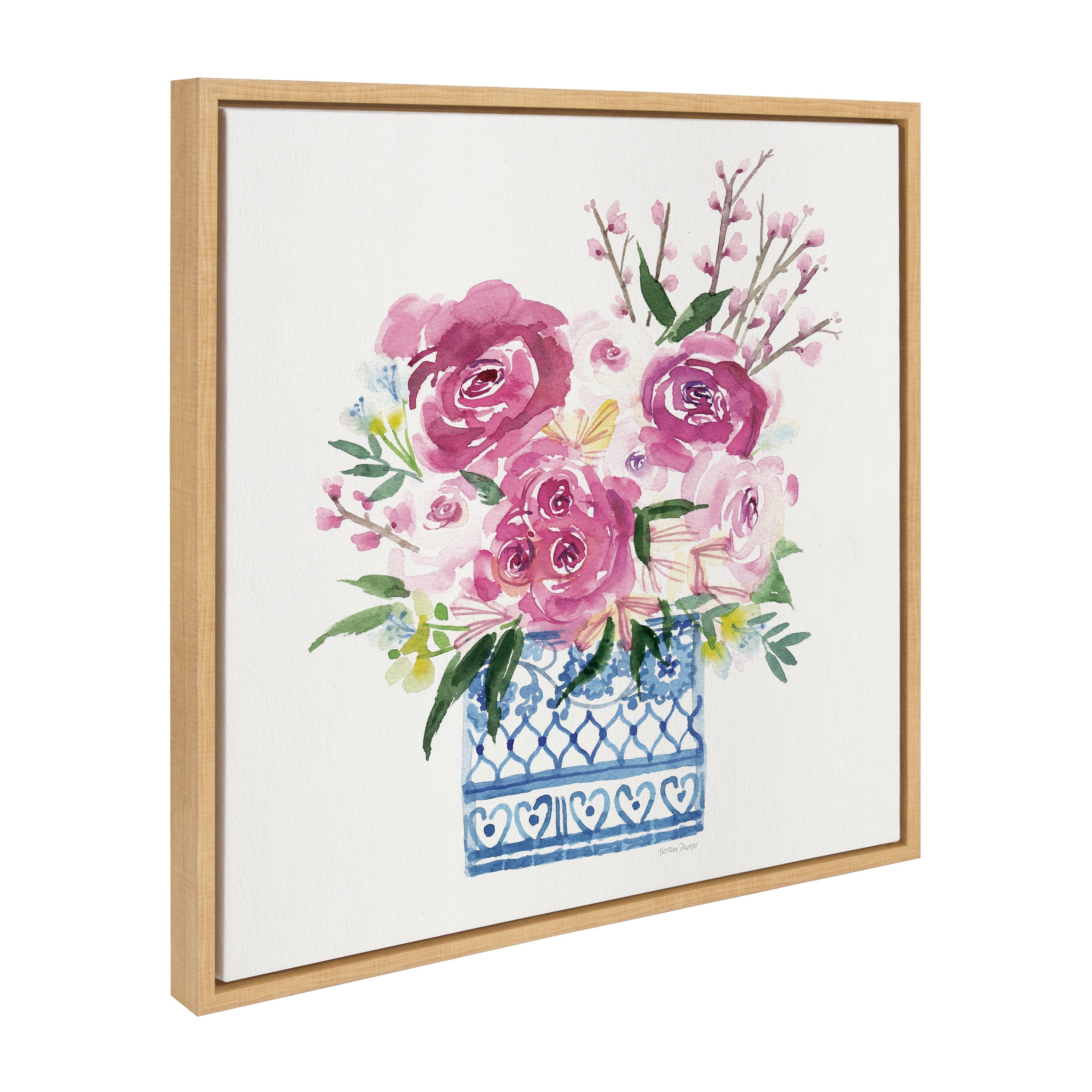 Sylvie Pink Blooms in Chinoiserie Framed Canvas by kateandlaurel - product image 10 for Resin Society