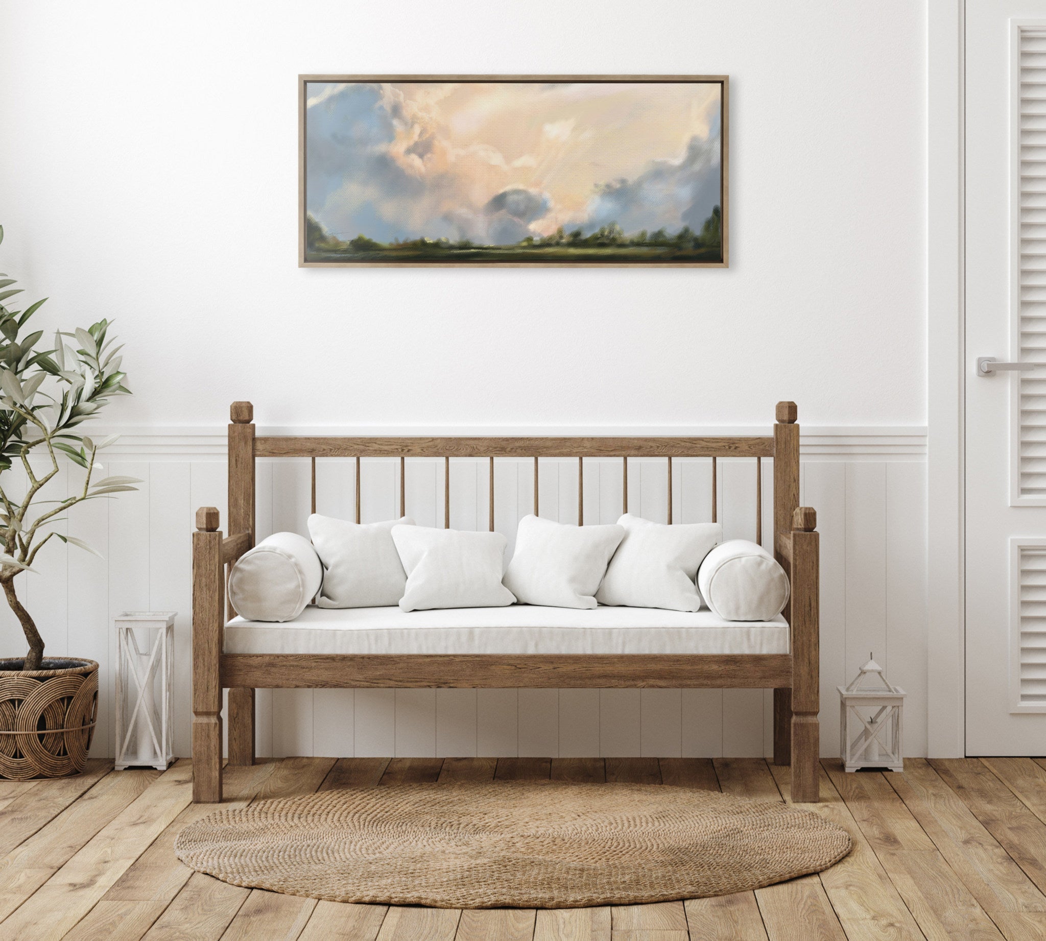 Sylvie Clouds Framed Canvas by kateandlaurel - product image 5 for Resin Society