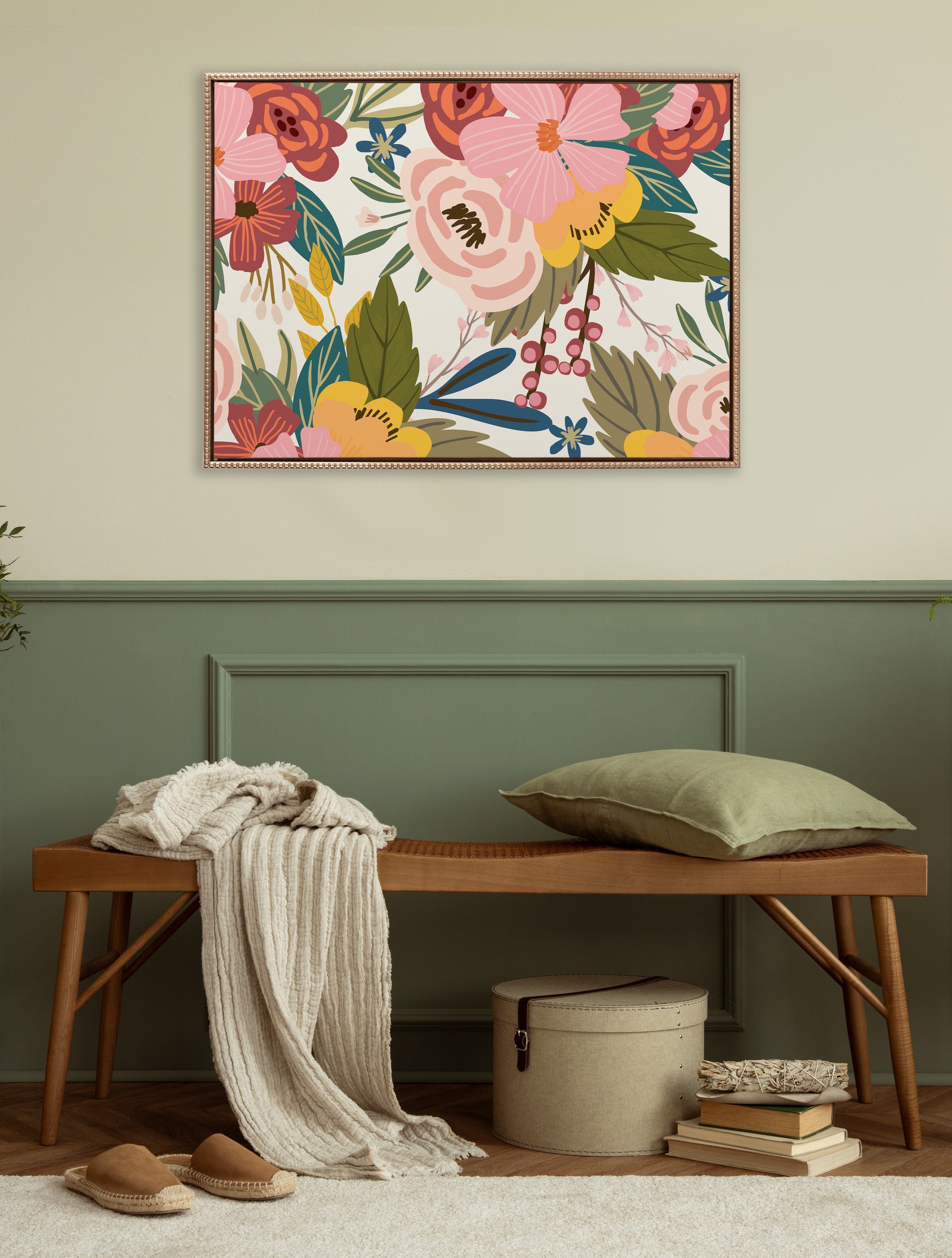 Sylvie Beaded Softly Framed Canvas by Mia Charro