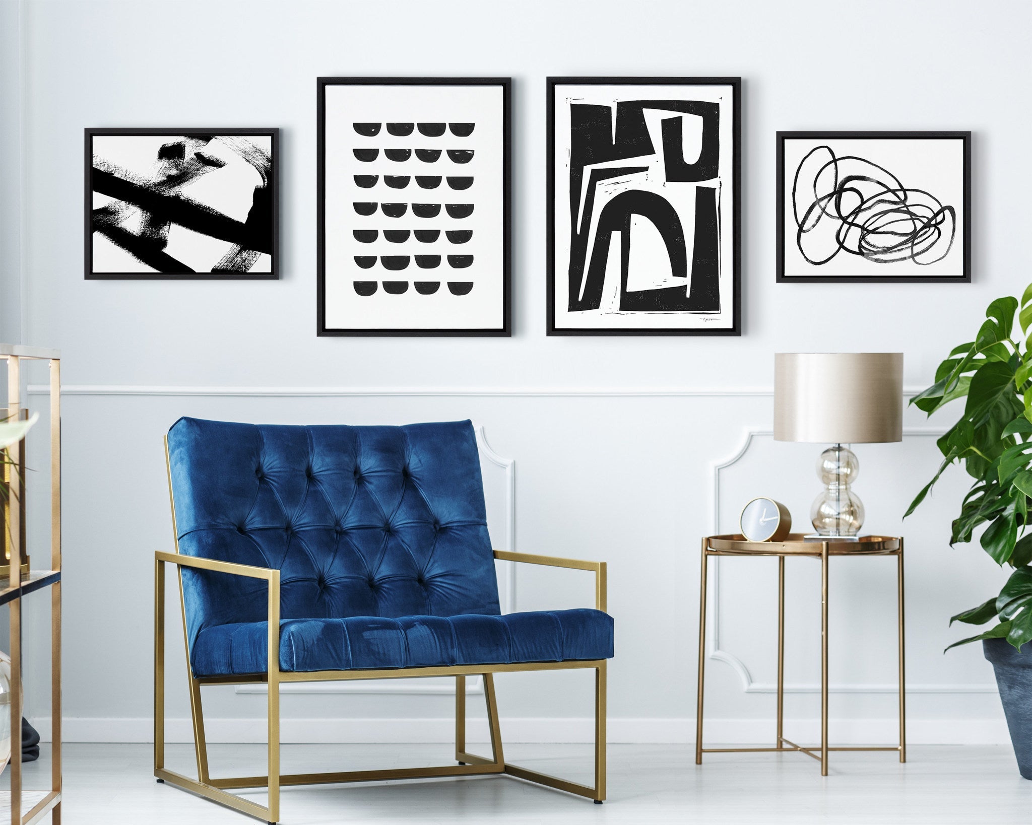 Sylvie Modern Abstract Framed Canvas Set by kateandlaurel - product image 6 for Resin Society