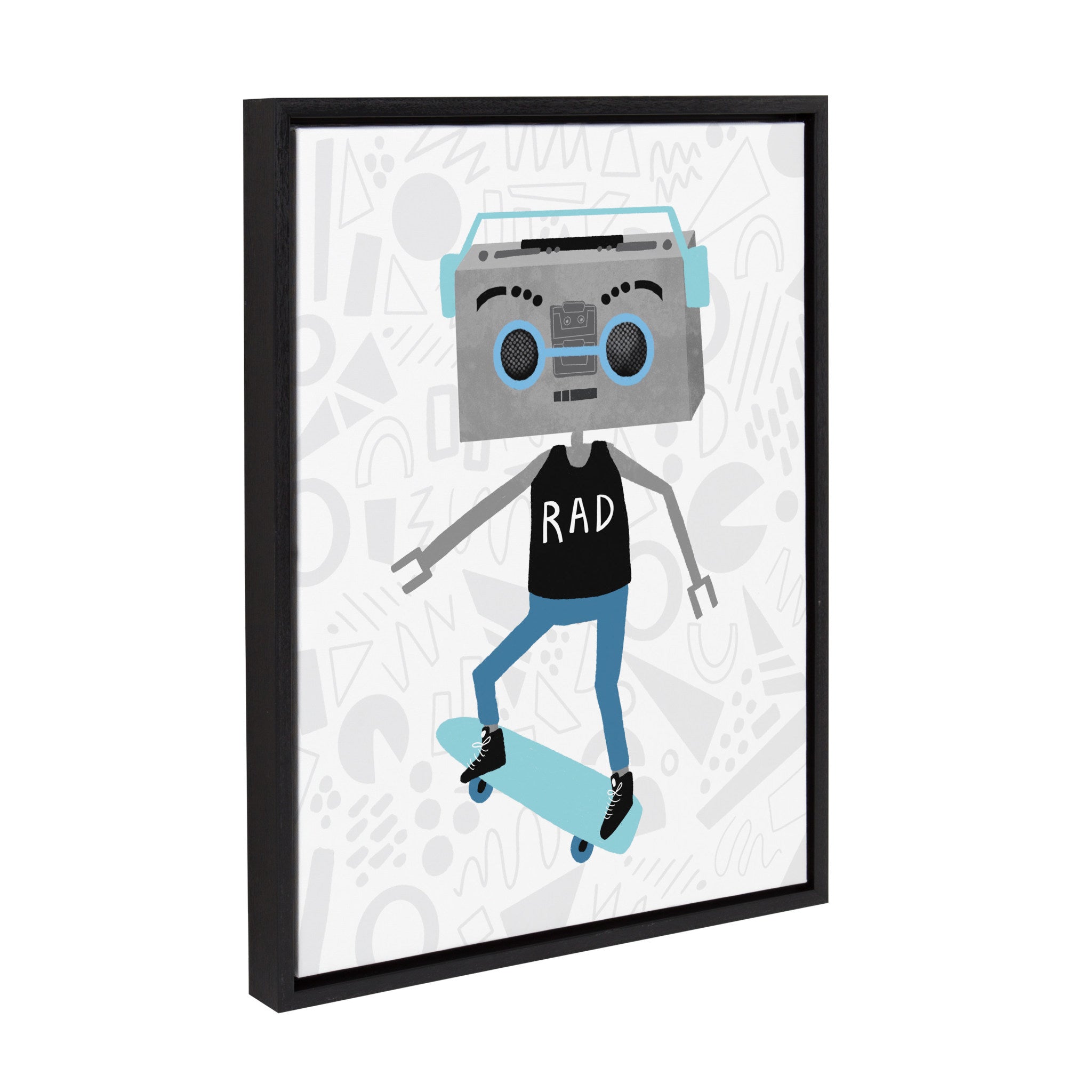 Sylvie Boom Box Boy 1 Framed Canvas by Molly Fabiano, Black 18x24 by kateandlaurel - product image 2 for Resin Society