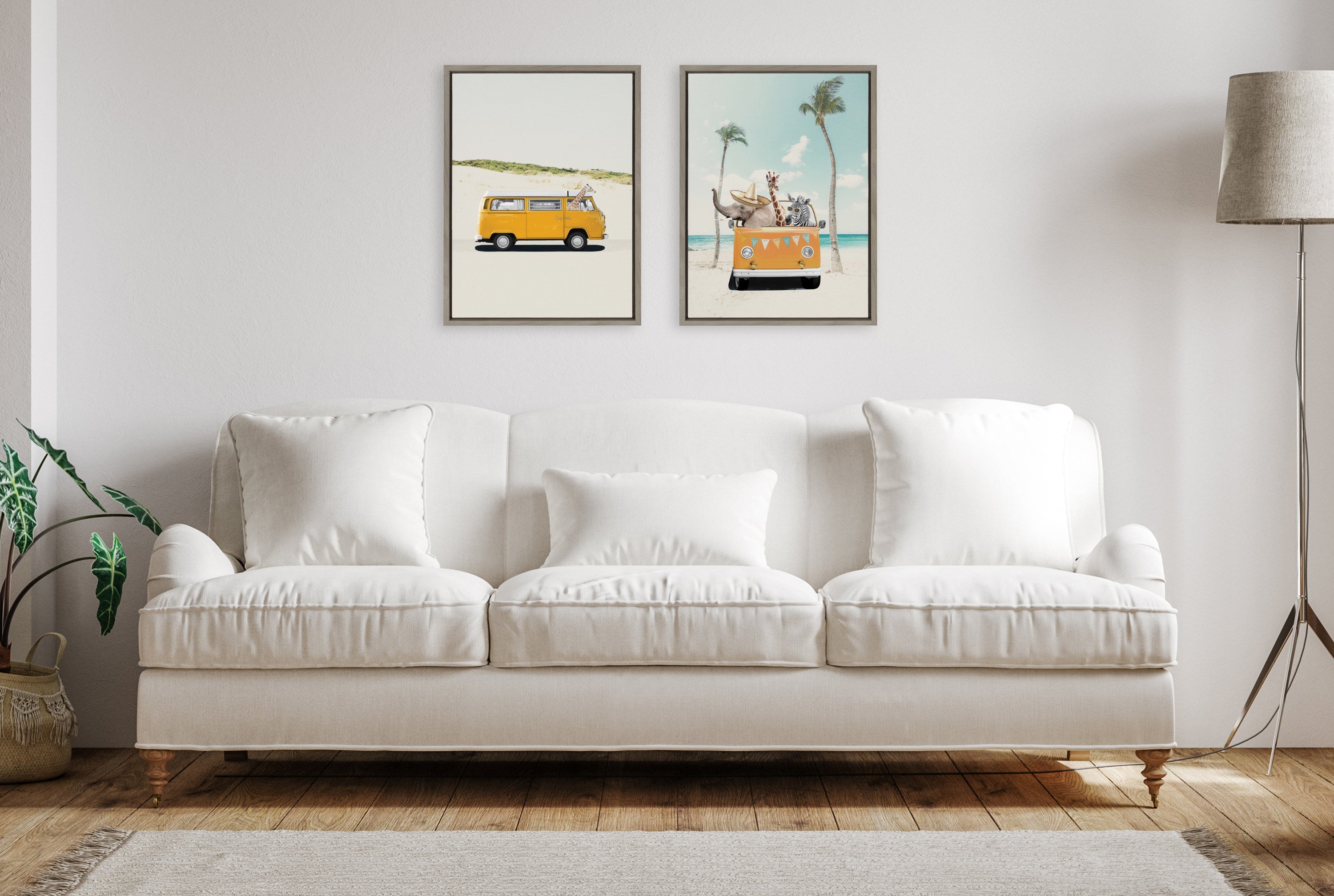 Sylvie Giraffe Adventure Framed Canvas by July Art Prints
