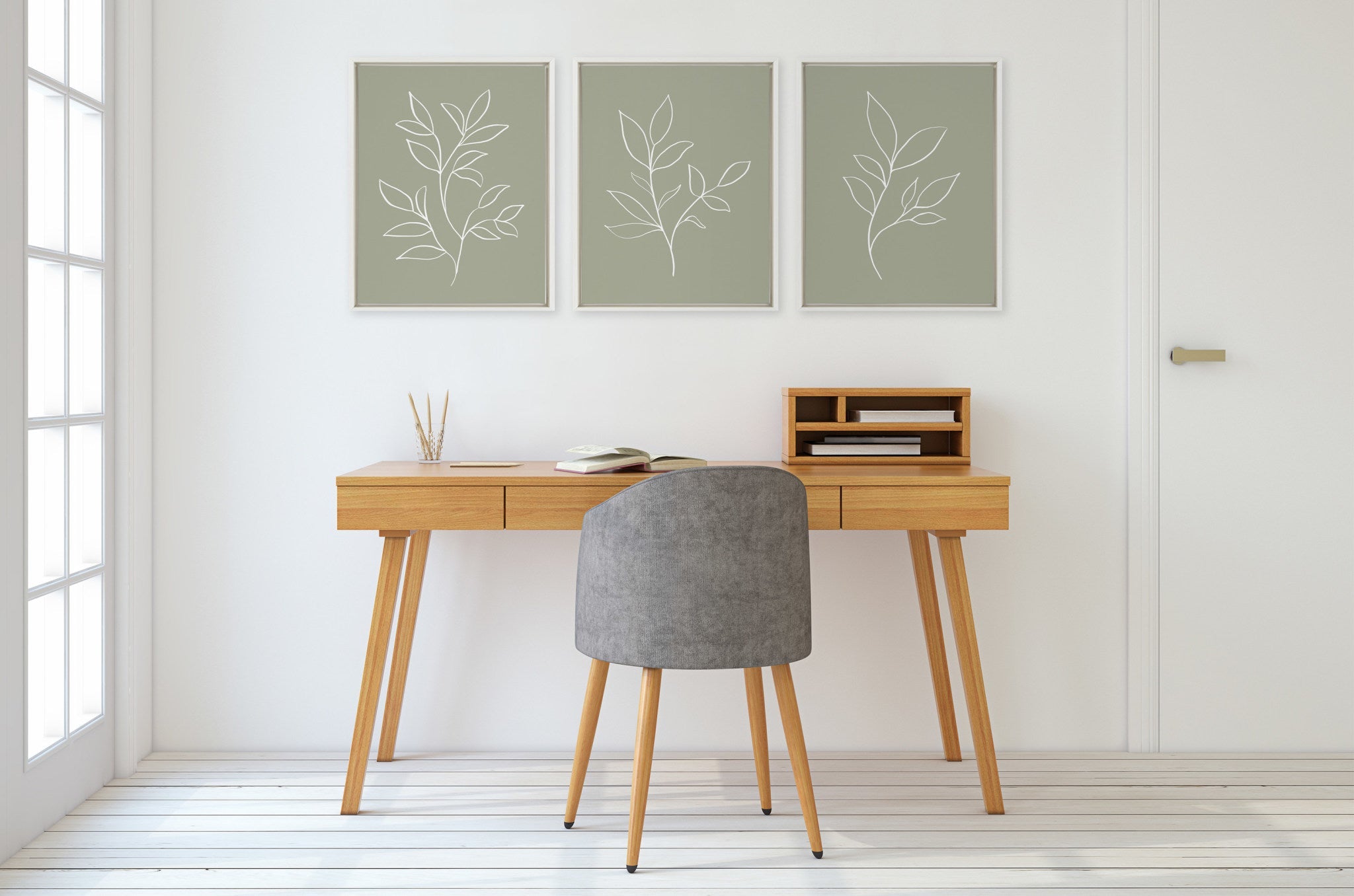 Sylvie Modern Sage Green Botanical Line Sketch Print 1 by kateandlaurel - product image 5 for Resin Society