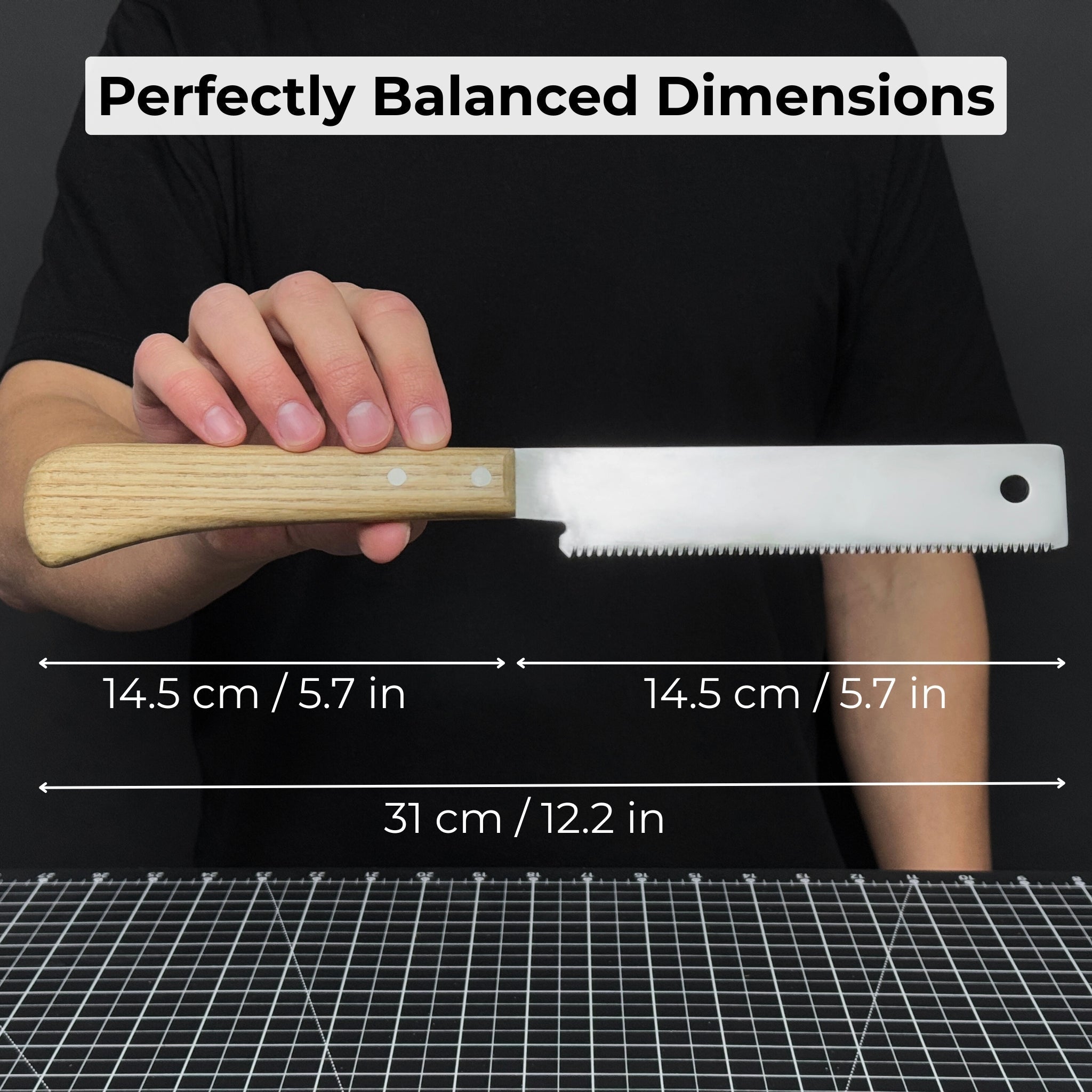 Japanese Style Hand Saw with ash wood handle and leather sheath