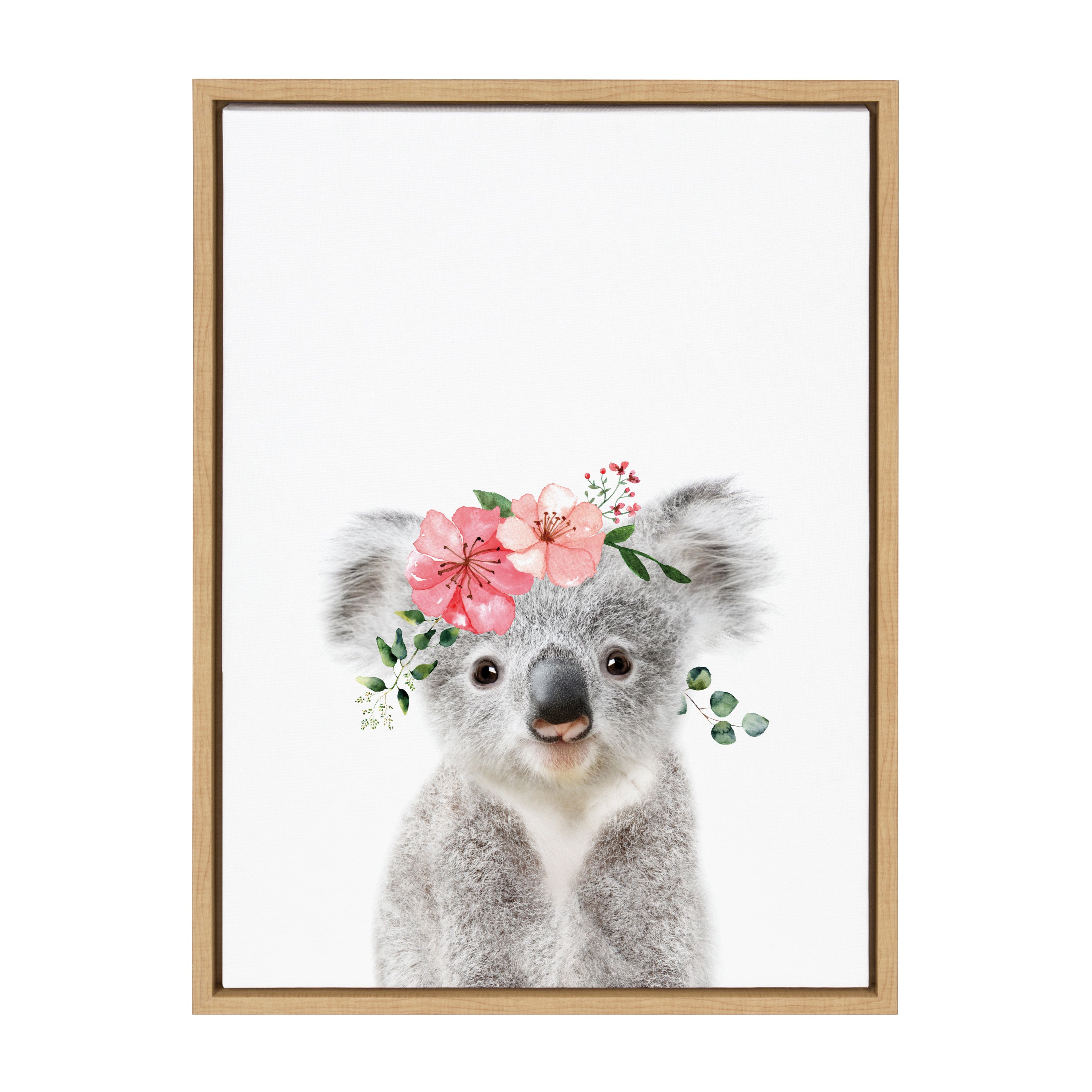 Sylvie Flower Crown Koala Framed Canvas by Amy Peterson Art Studio
