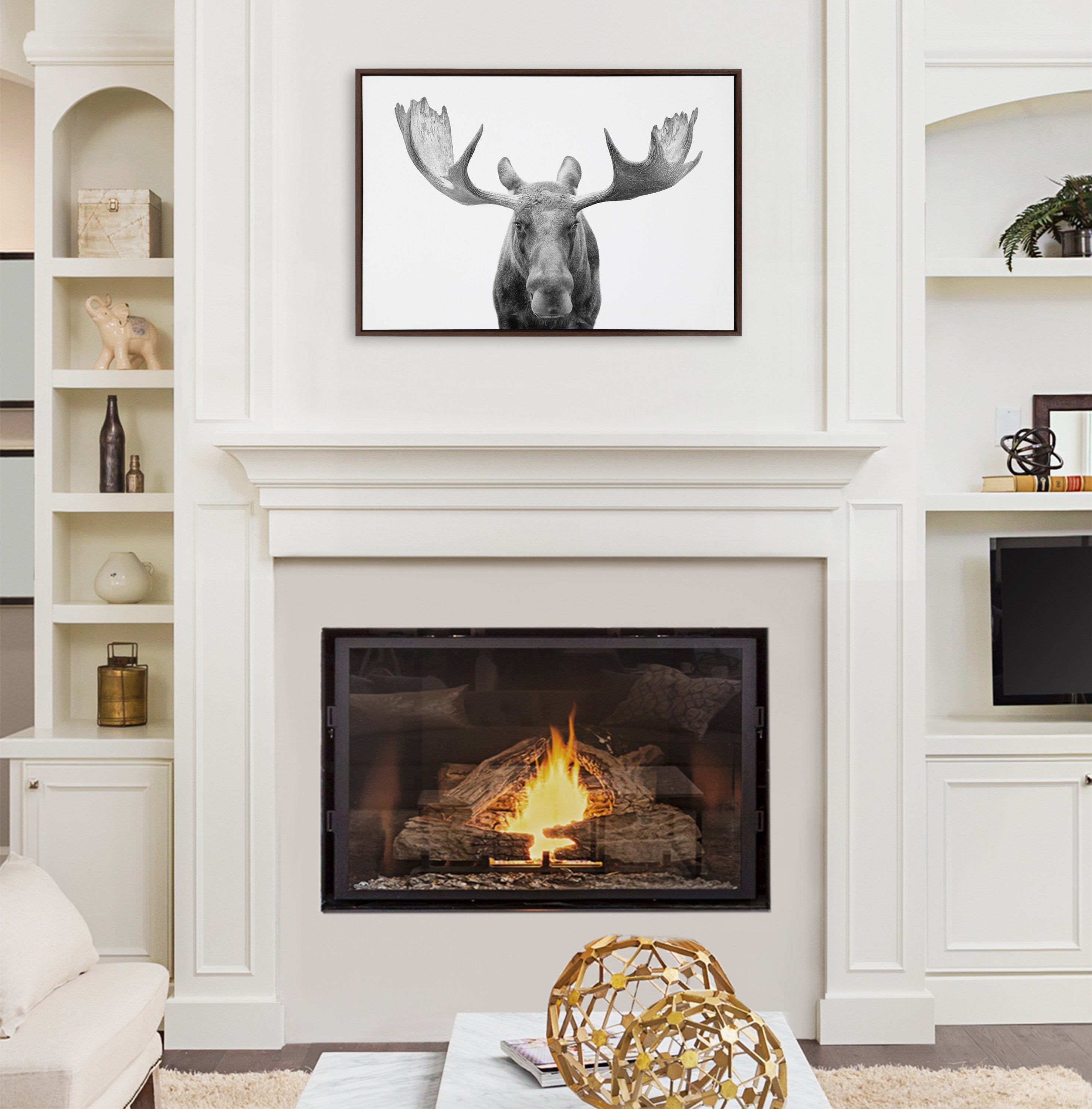 Sylvie Moose Black and White Framed Canvas by Amy Peterson Art Studio