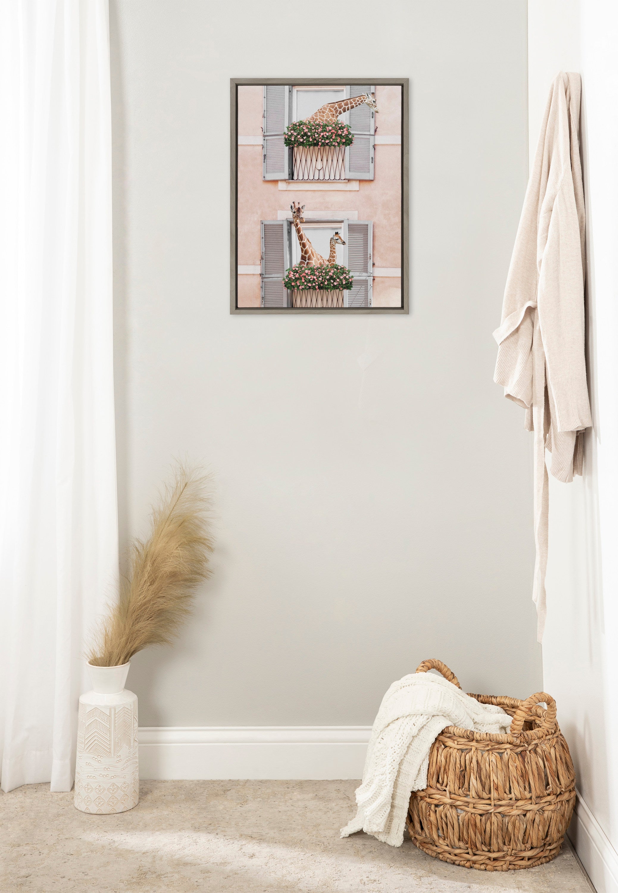 Sylvie Giraffe Neighbors Framed Canvas by July Art Prints