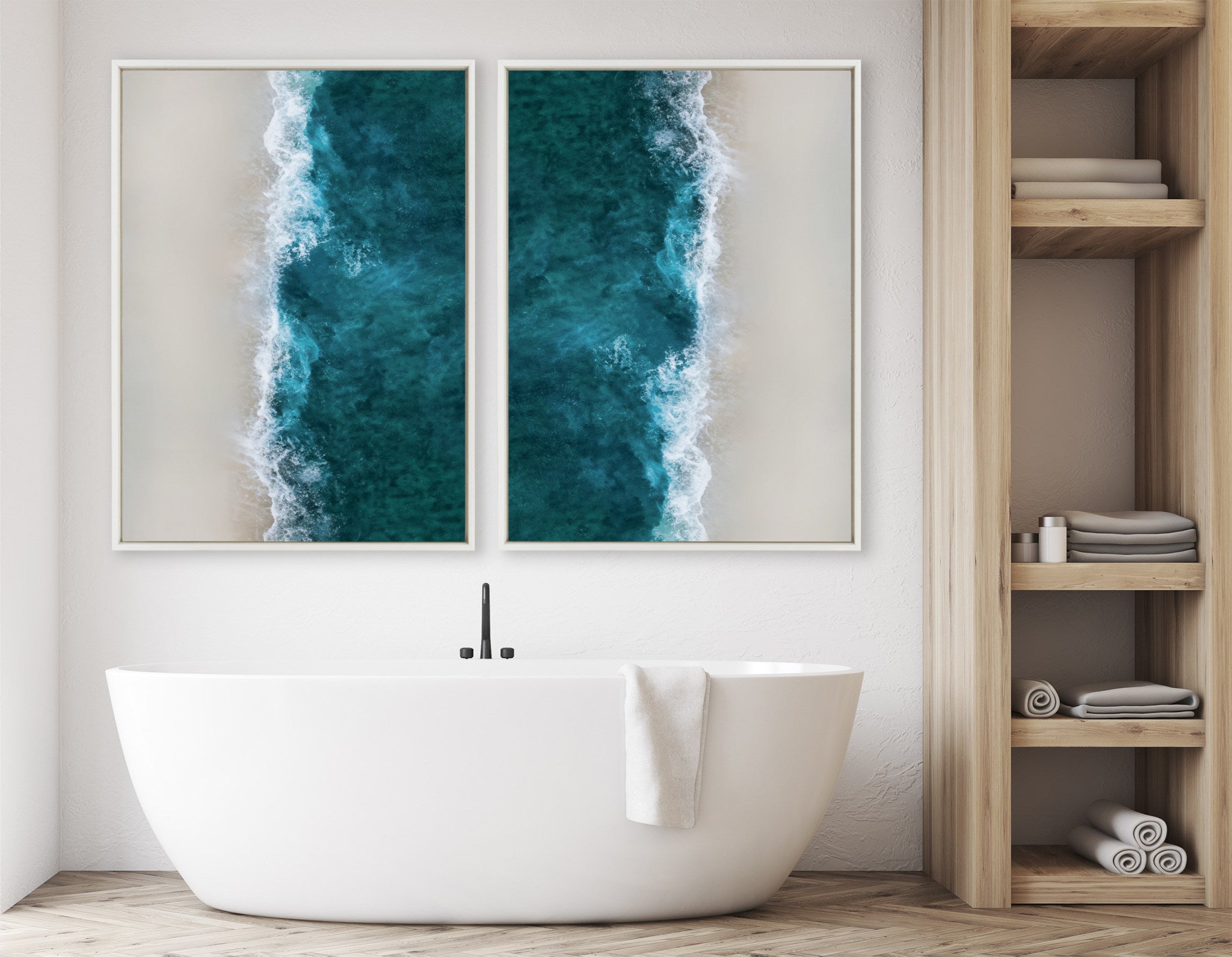 Sylvie Waves Crashing on the Beach Framed Canvas by The Creative Bunch Studio