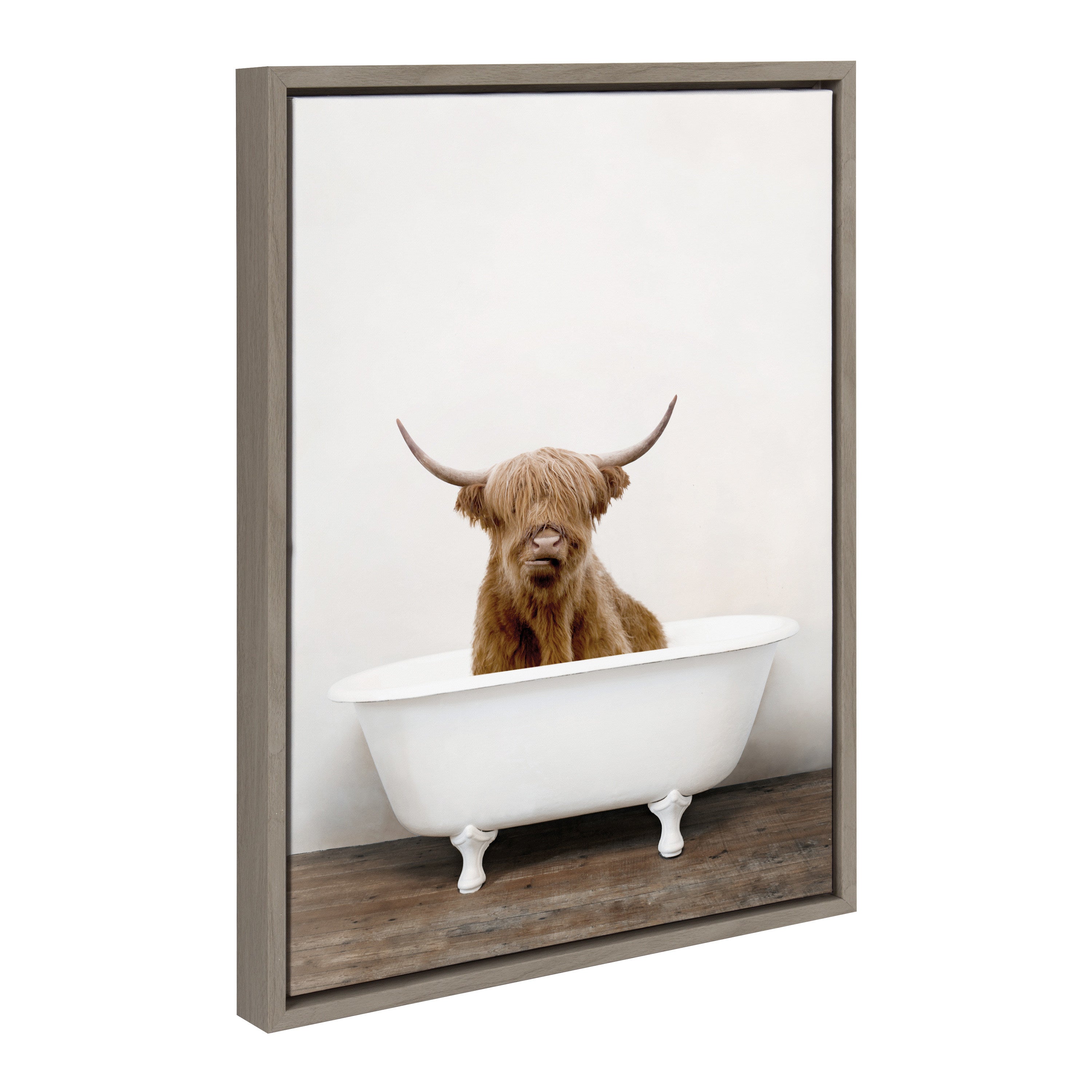 Sylvie Highland Cow in Tub Color Framed Canvas