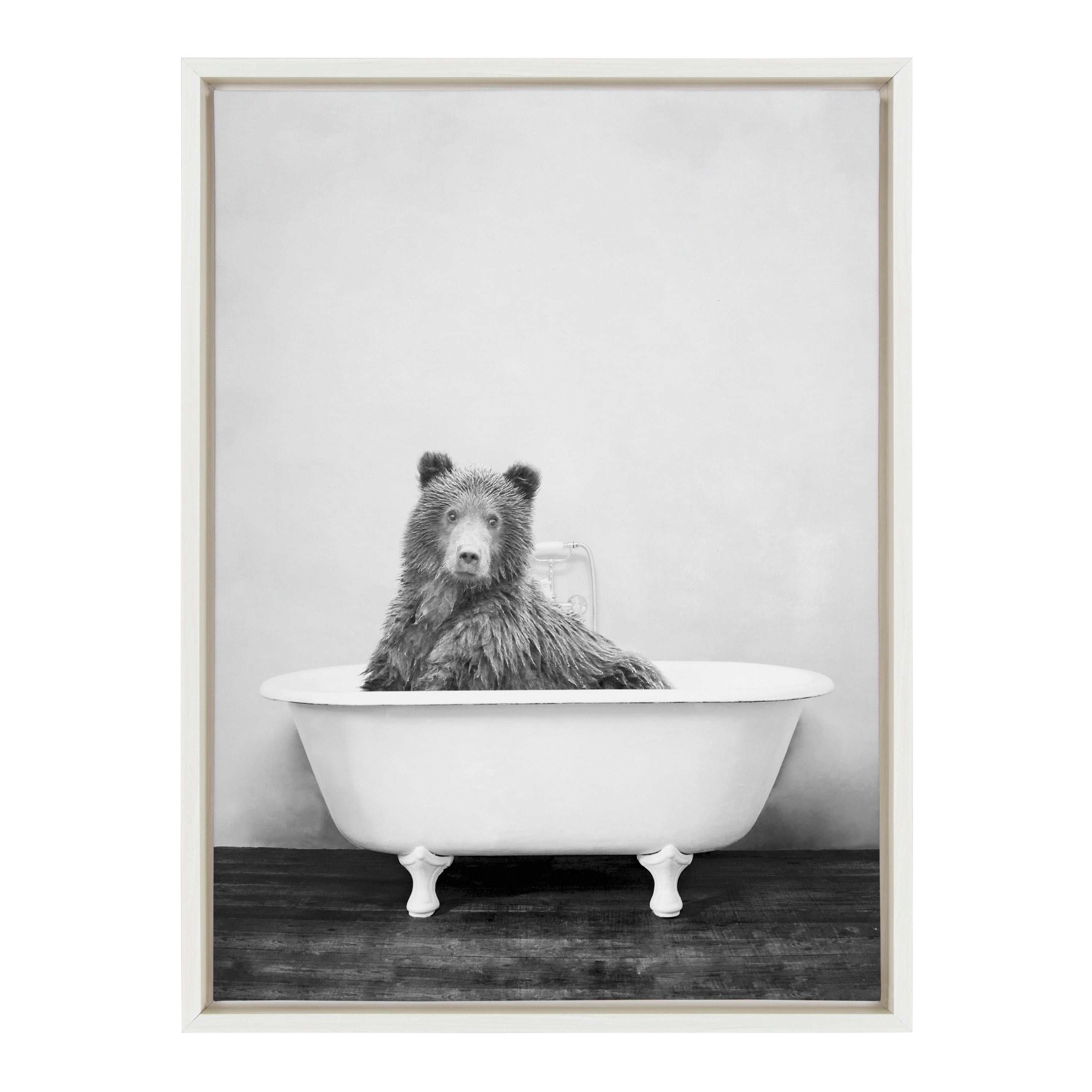 Sylvie Bear in the Tub Framed Canvas by kateandlaurel - product image 8 for Resin Society