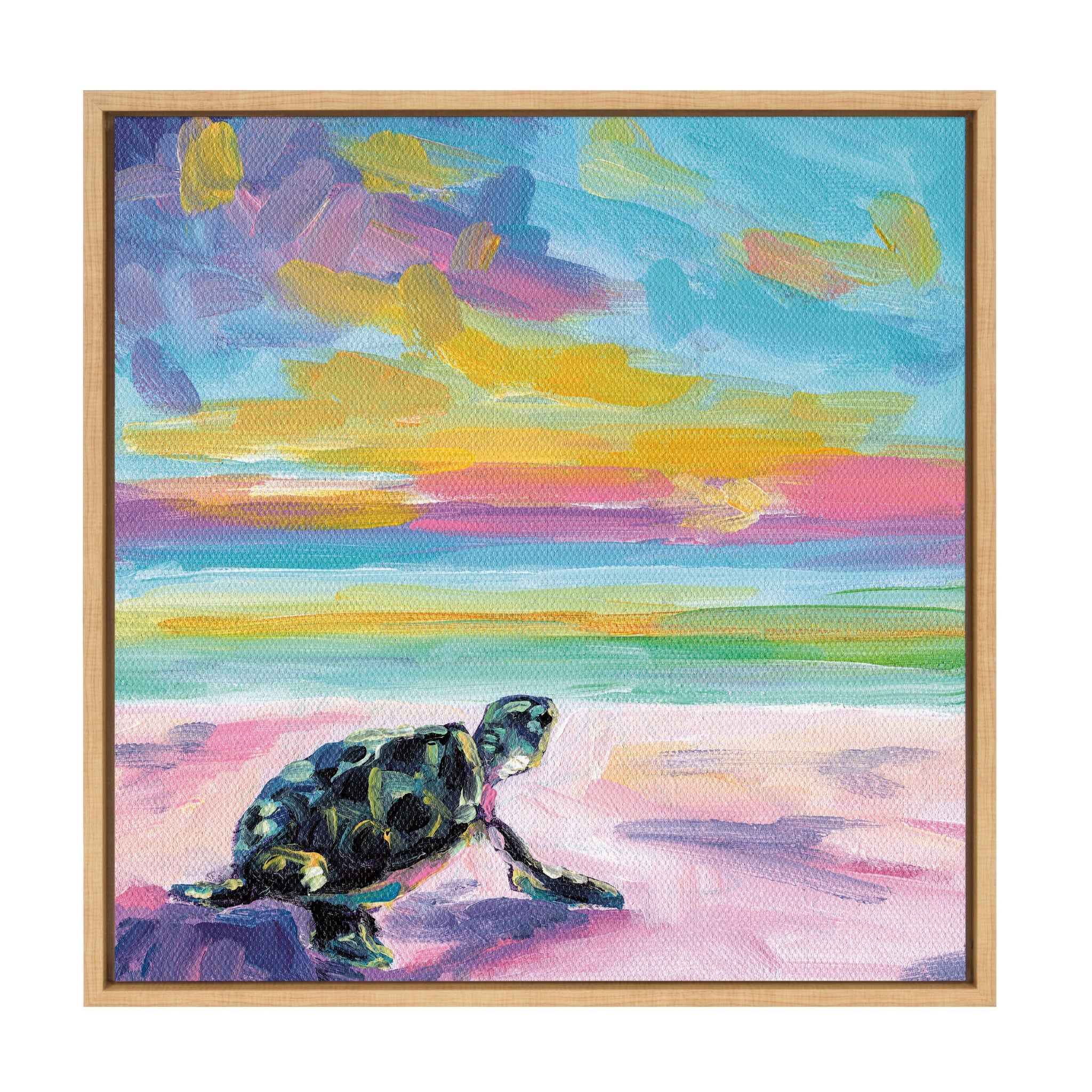 Sylvie Sunset Sea Turtle Framed Canvas by Rachel Christopoulos by kateandlaurel - product image 2 for Resin Society