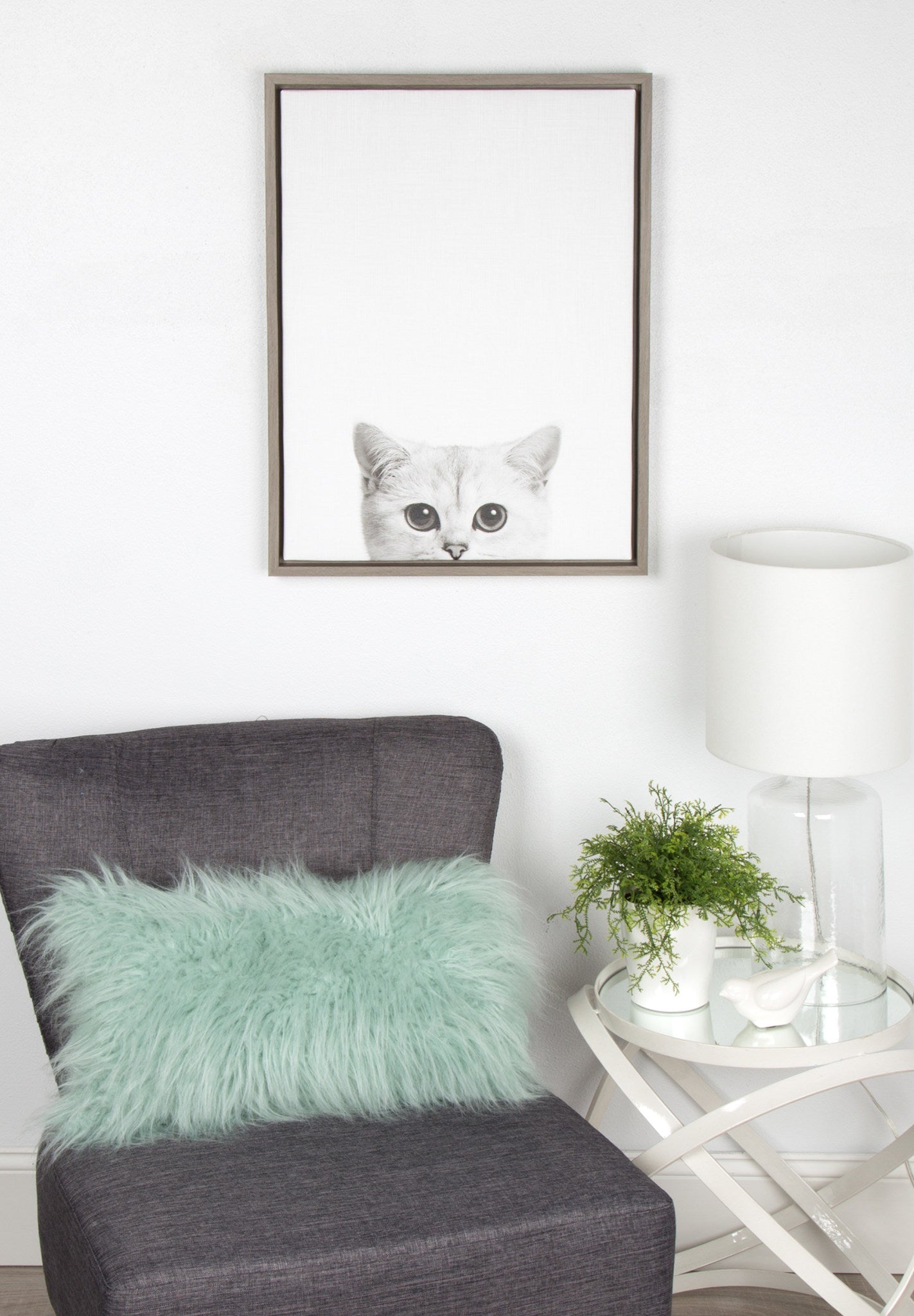 Sylvie Kitty Framed Canvas by Simon Te of Tai Prints by kateandlaurel - product image 6 for Resin Society
