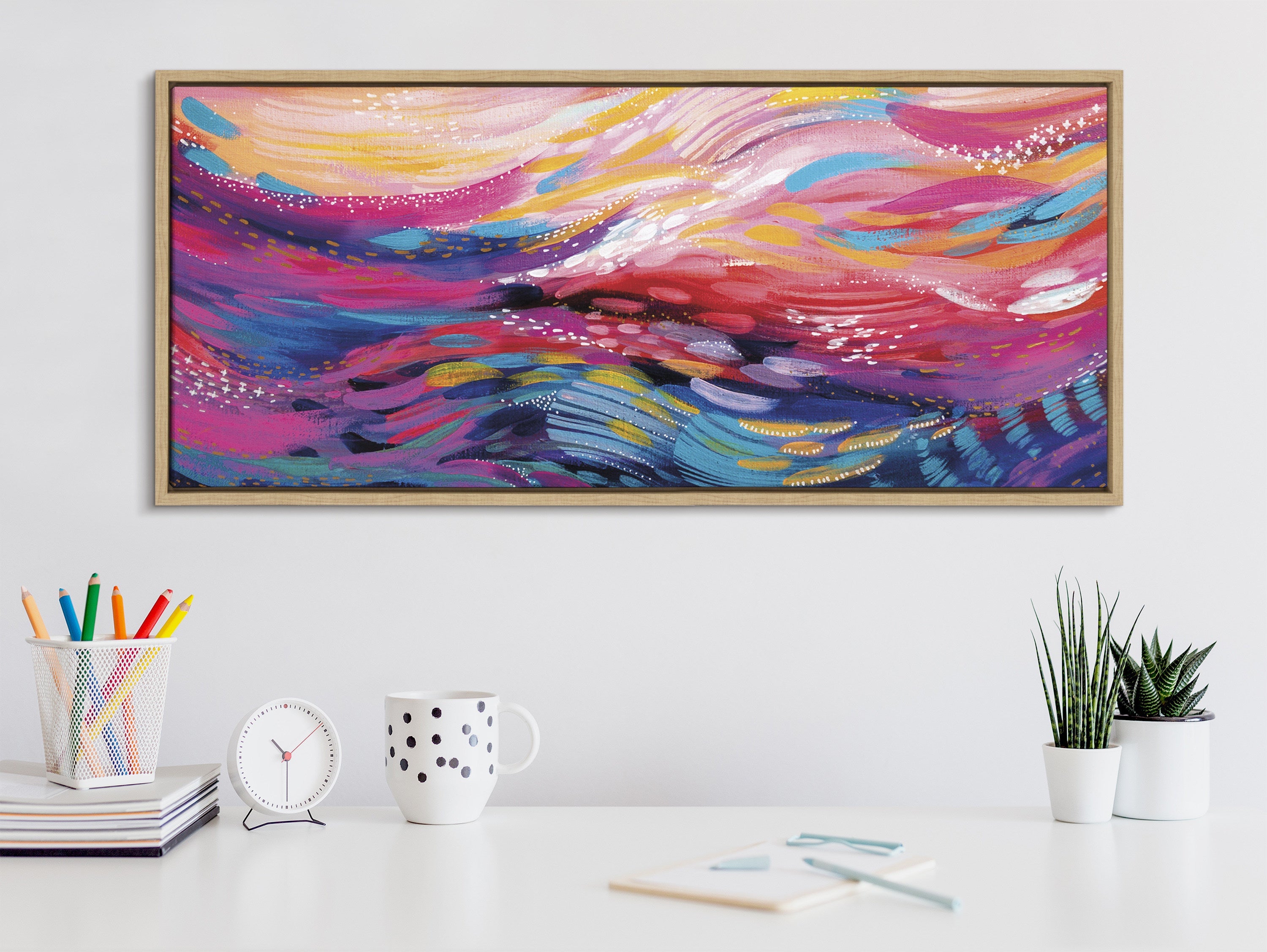 Sylvie Brush Strokes 90 Framed Canvas