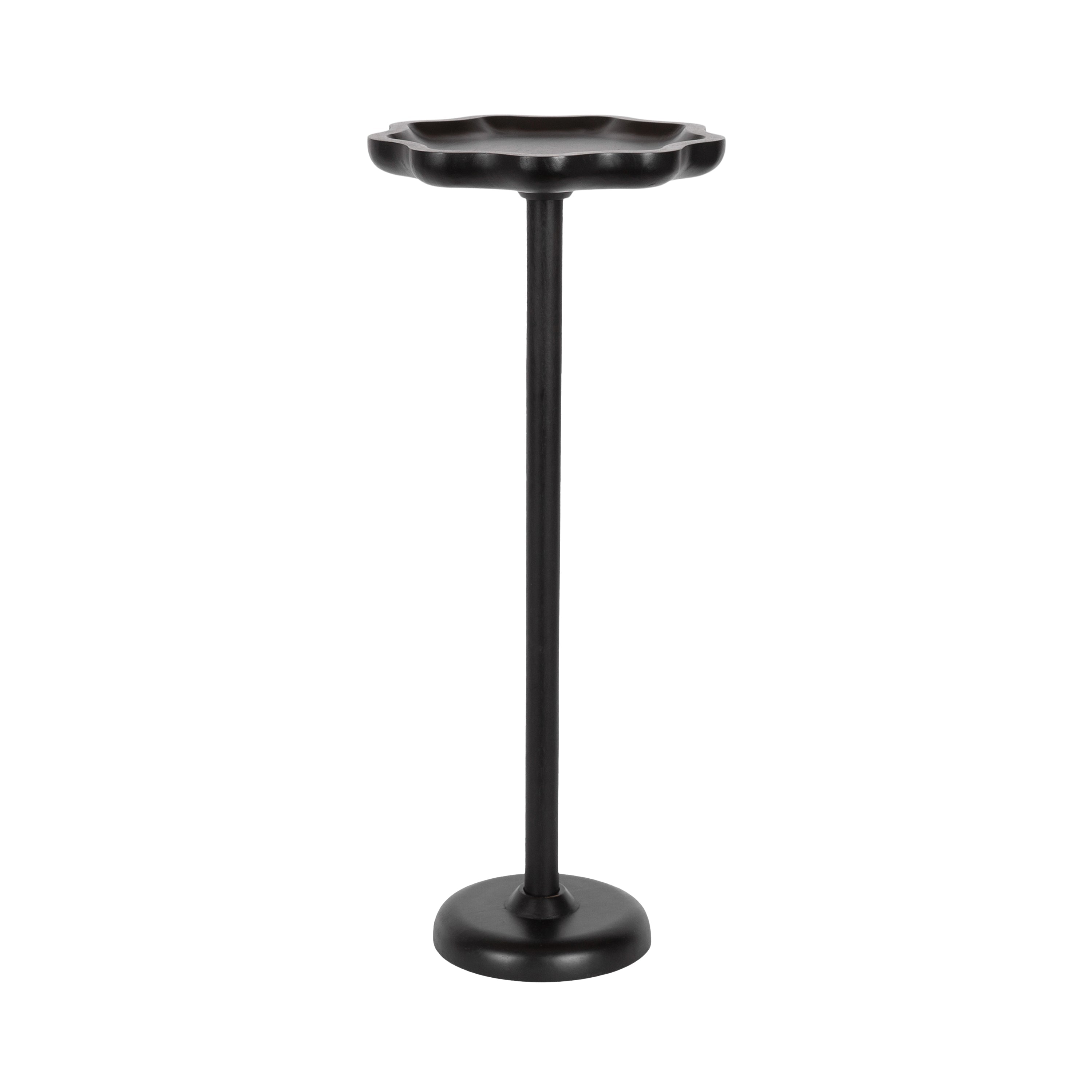 Alezar Scallop Wood Drink Table with wavy tabletop in natural finish