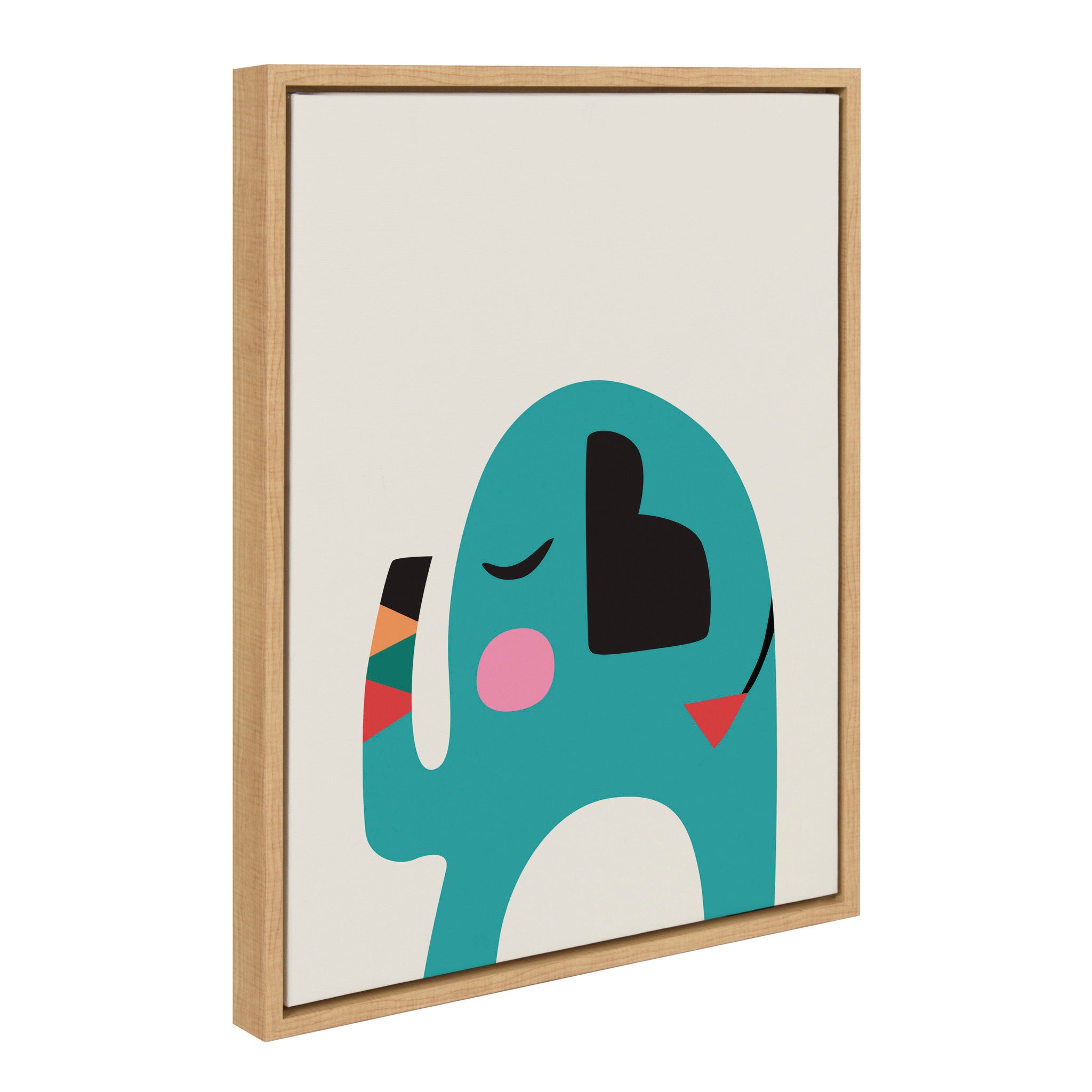 Sylvie Mid Century Modern Baby Elephant Framed Canvas by kateandlaurel - product image 2 for Resin Society
