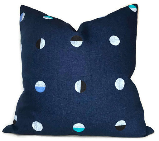 Joshua Tree Pillow Cover in Indigo Moons Blue displayed on a sofa