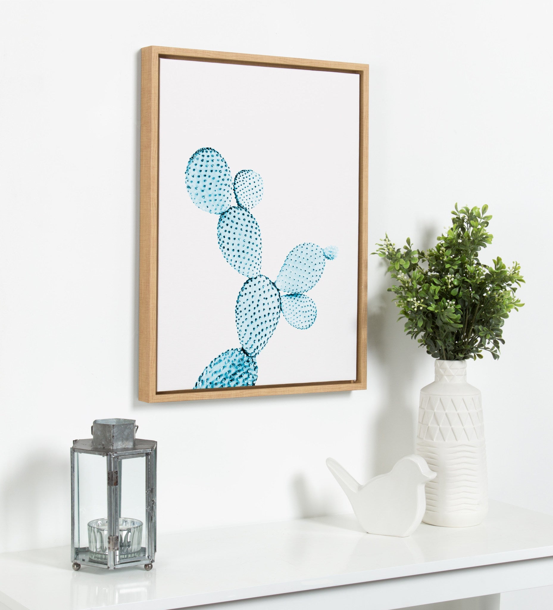 Sylvie Blue Cactus Framed Canvas by Simon Te Tai by kateandlaurel - product image 8 for Resin Society