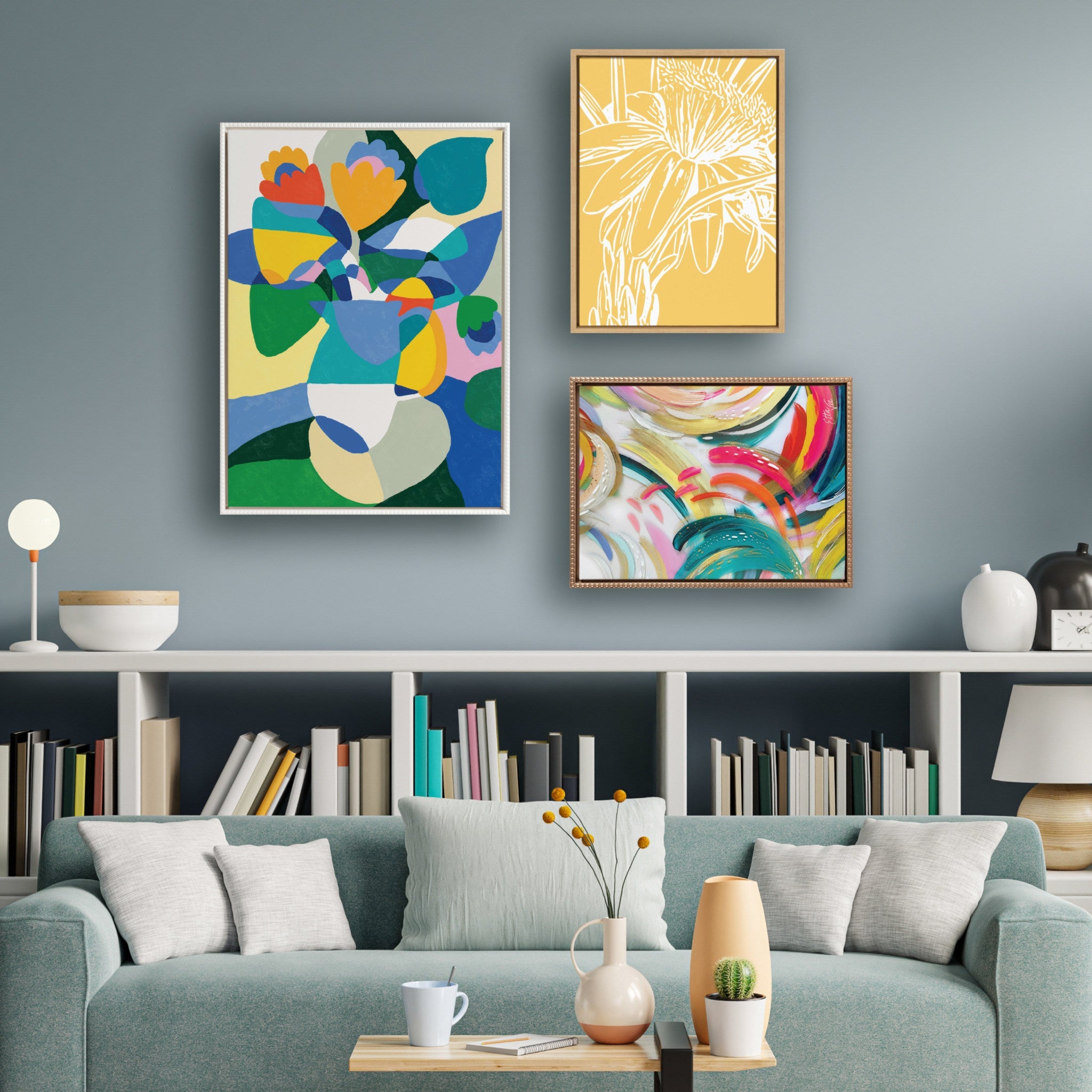 Sylvie Beaded EV Brushstroke 180 Framed Canvas by EttaVee