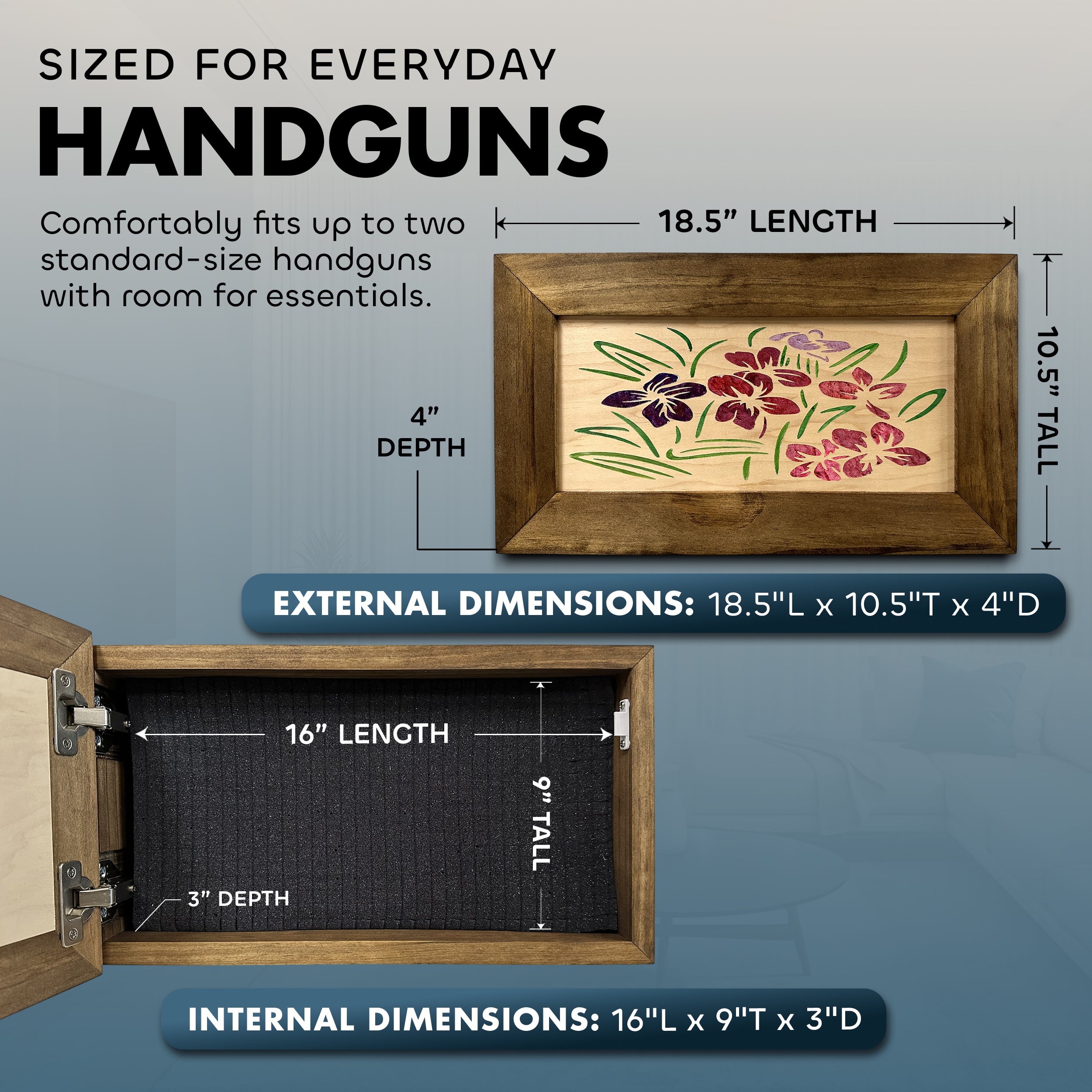 Just Flowers Hidden Gun Storage Wall Decor by Bellewood Designs - product image 6 for Resin Society