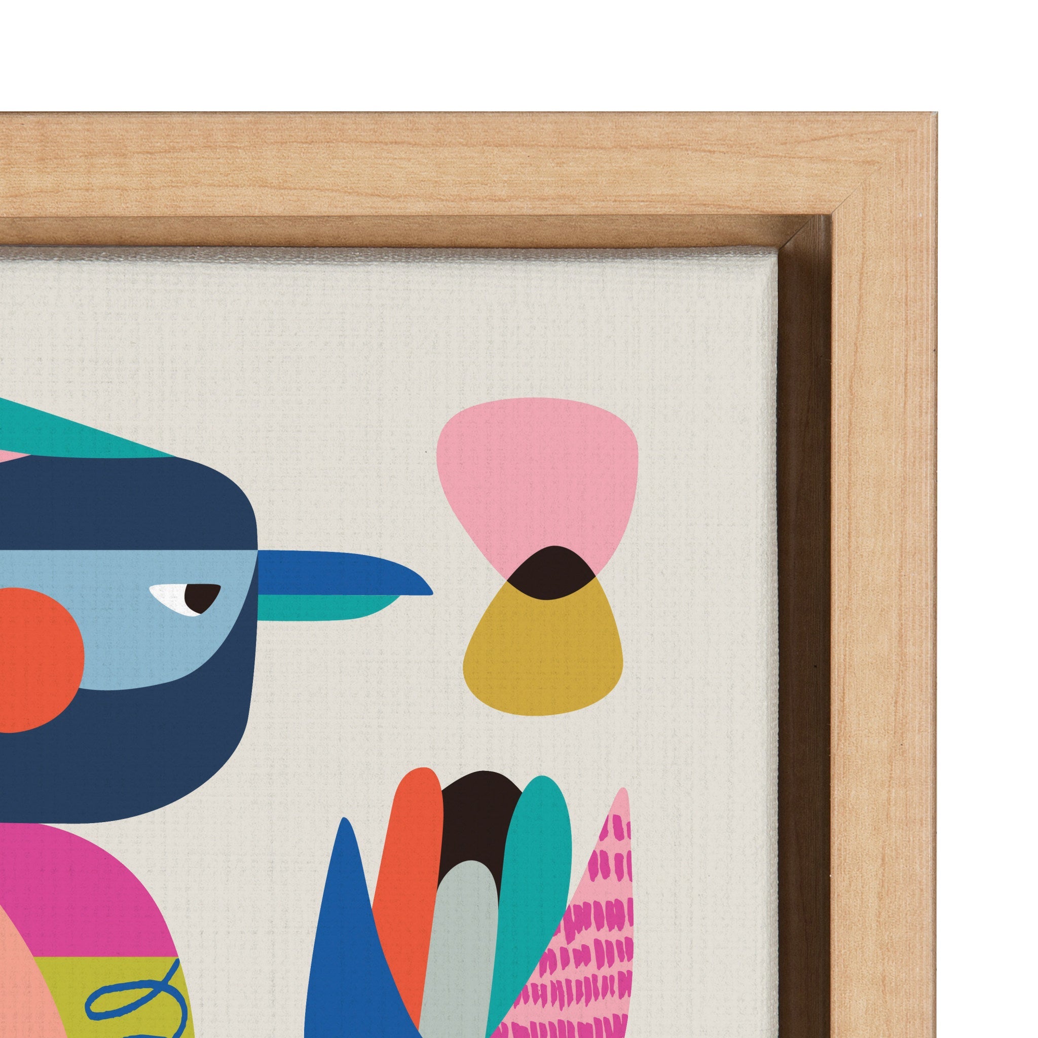 Sylvie Mid Century Modern Kookaburra Framed Canvas by kateandlaurel - product image 3 for Resin Society