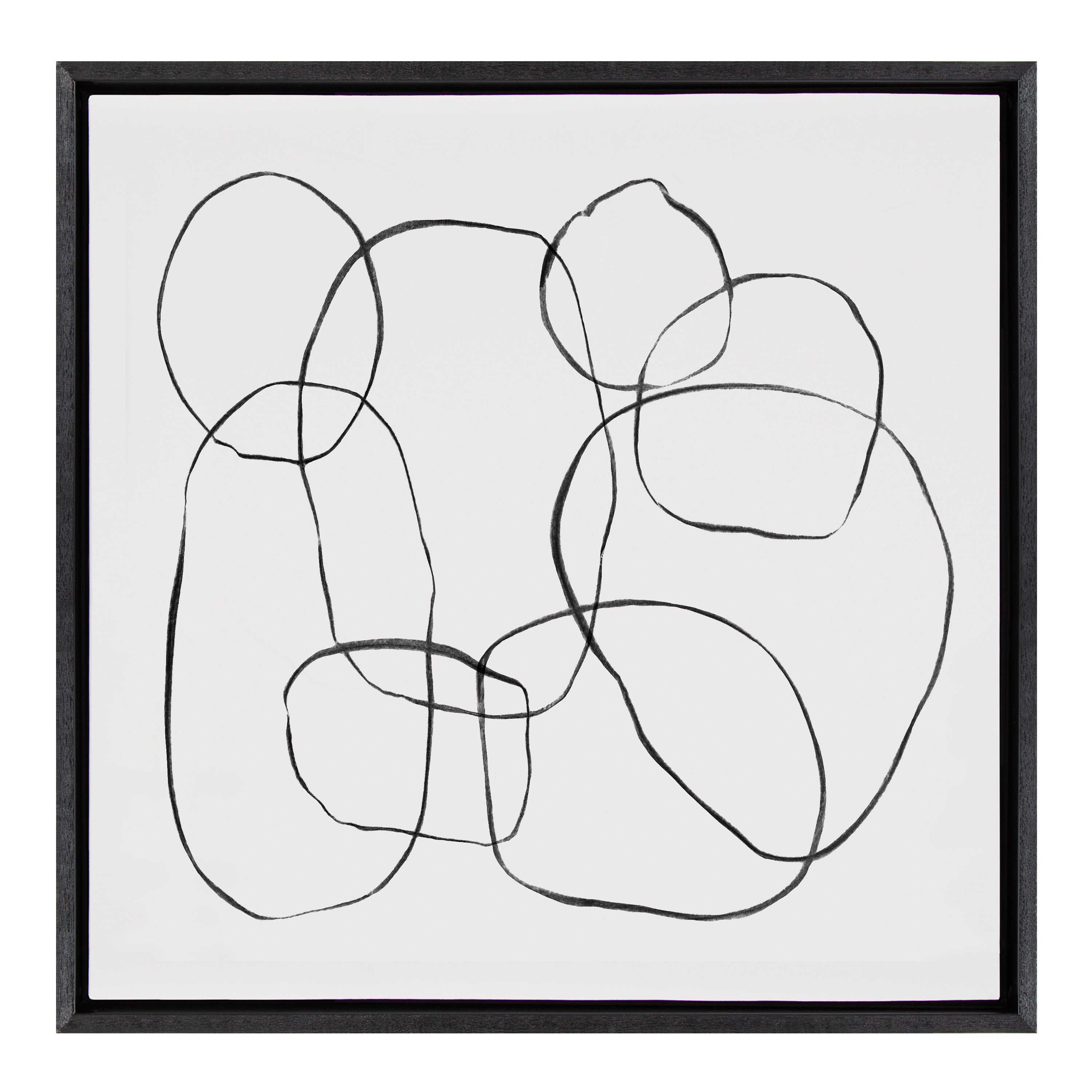 Sylvie Dancing Circles Black and Soft White Framed Canvas by kateandlaurel - product image 2 for Resin Society