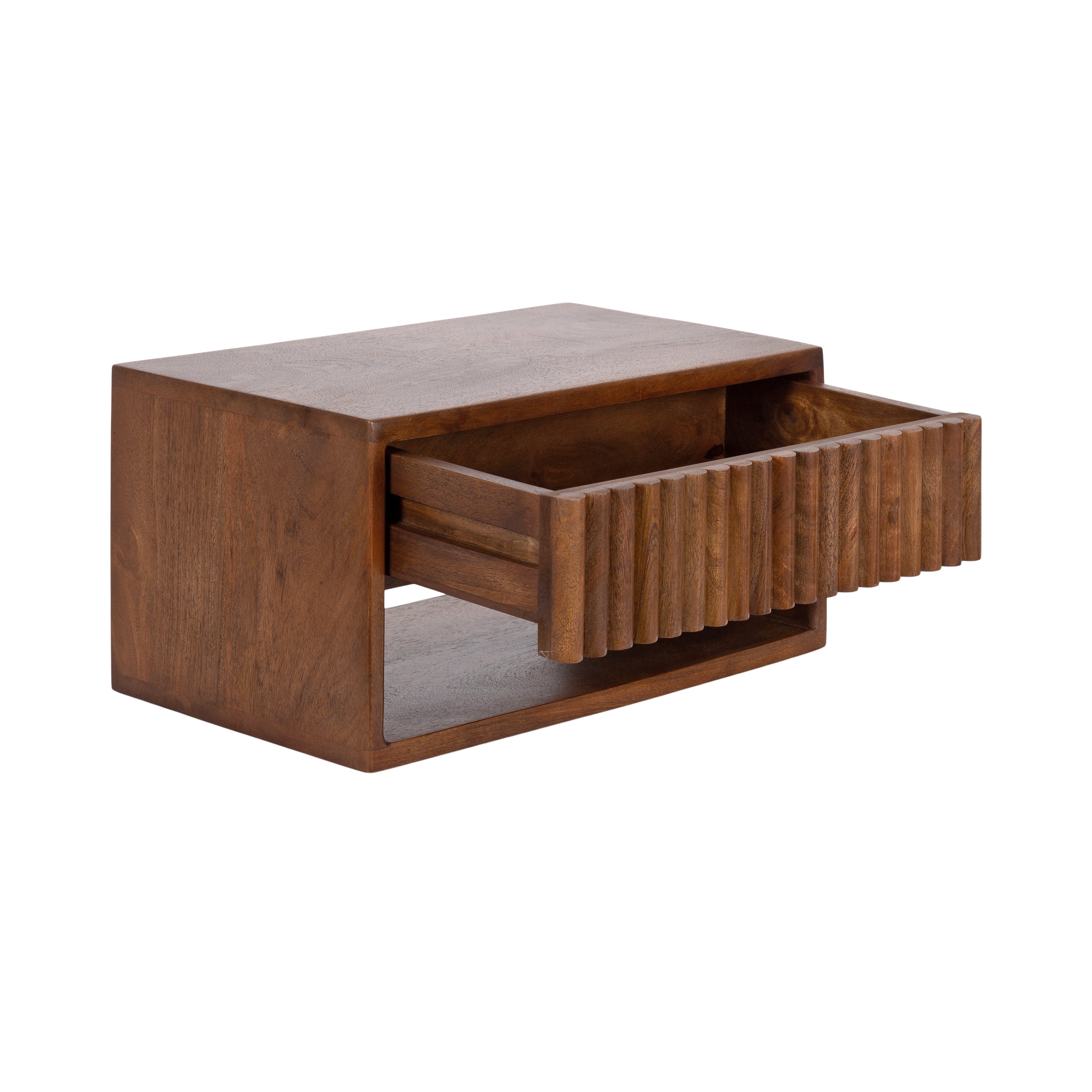 Reid Floating Wood Side Table with Open Storage