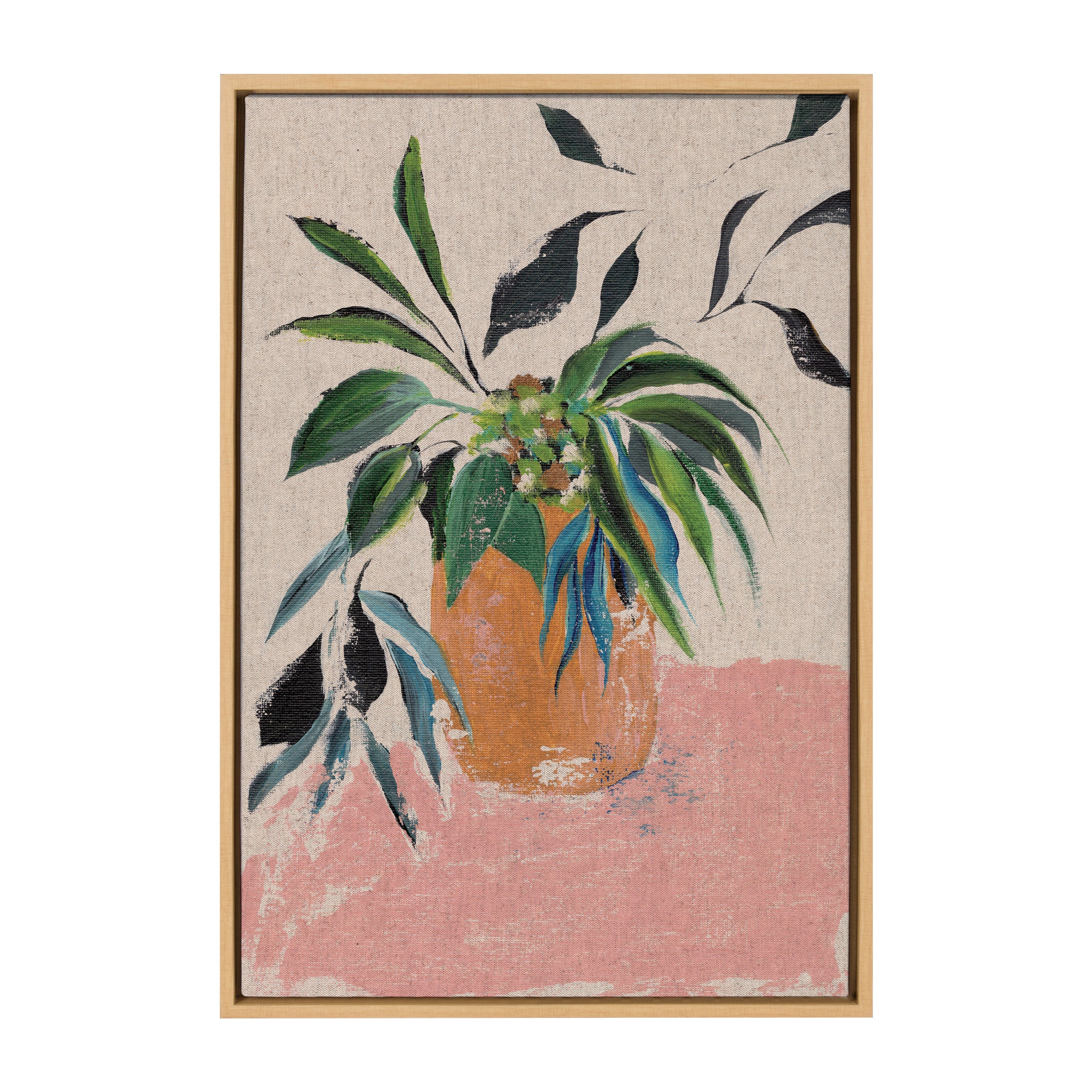 Sylvie Wild Foliage II Neutral Linen Framed Canvas by Nikita Jariwala