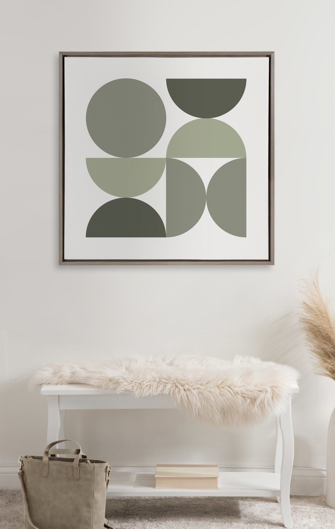 Sylvie Bold Vintage Geometric Nourishing Greens Framed Canvas by kateandlaurel - product image 5 for Resin Society