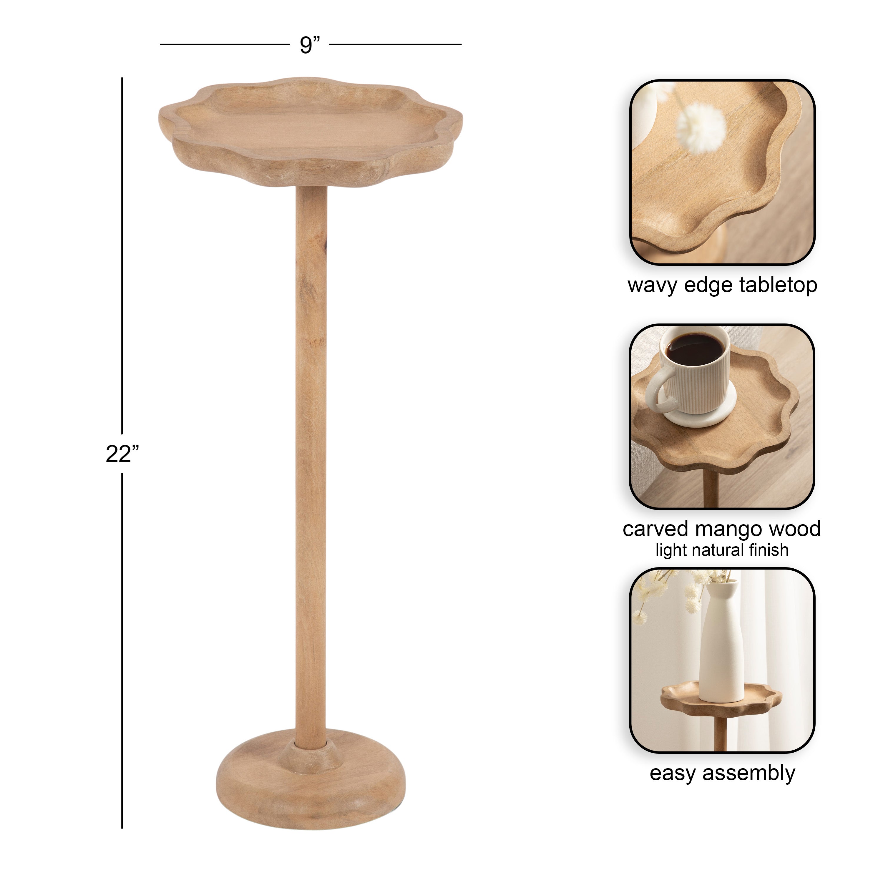 Alezar Scallop Wood Drink Table