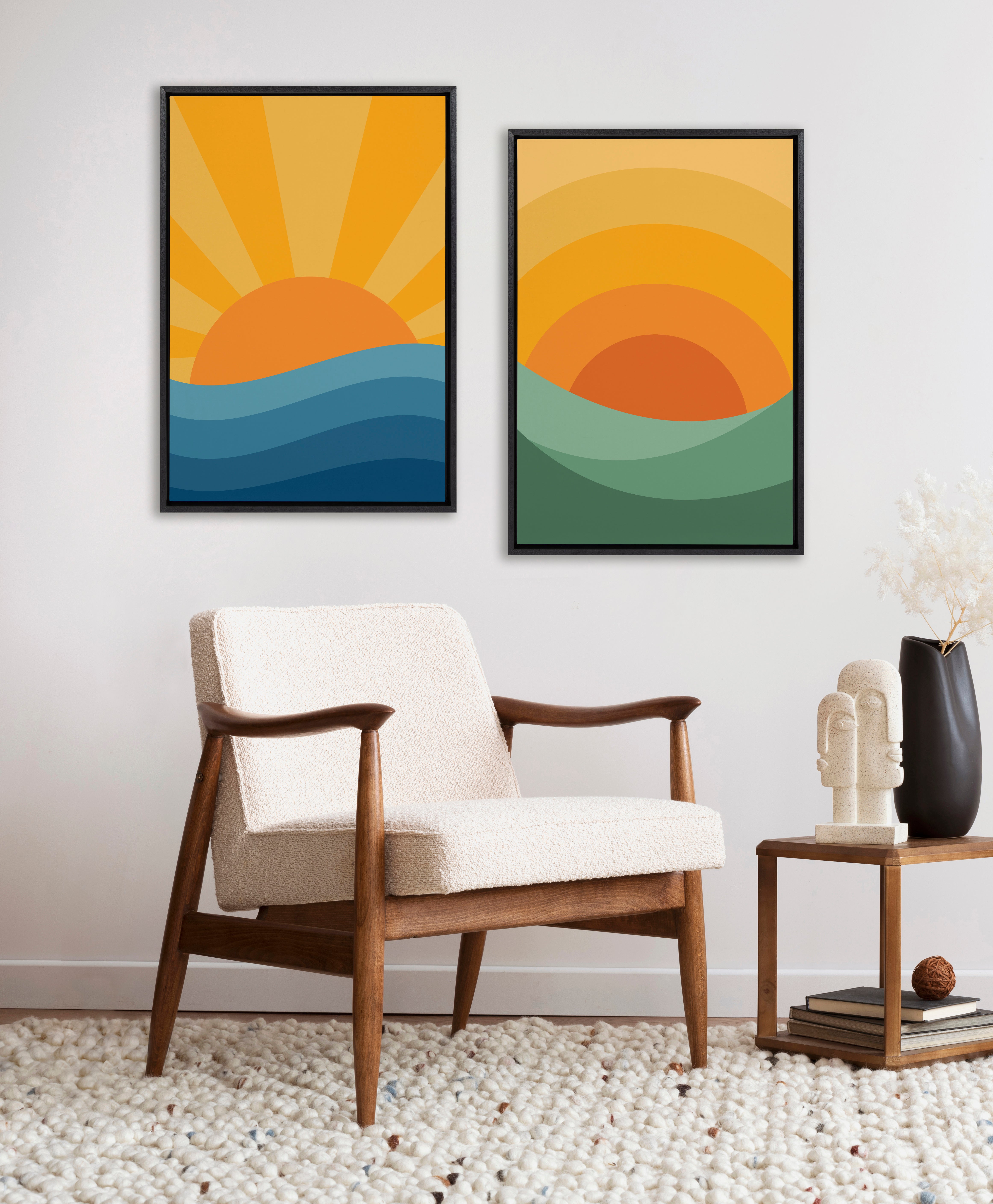 Sylvie Sunshine 1 and 2 Framed Canvas Art Set by Carrie Cantwell