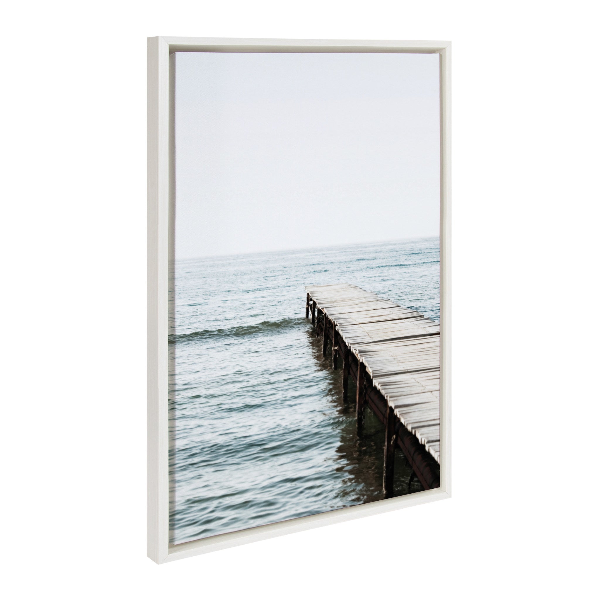 Sylvie White Lake Pier Framed Canvas by Amy Peterson by kateandlaurel - product image 2 for Resin Society