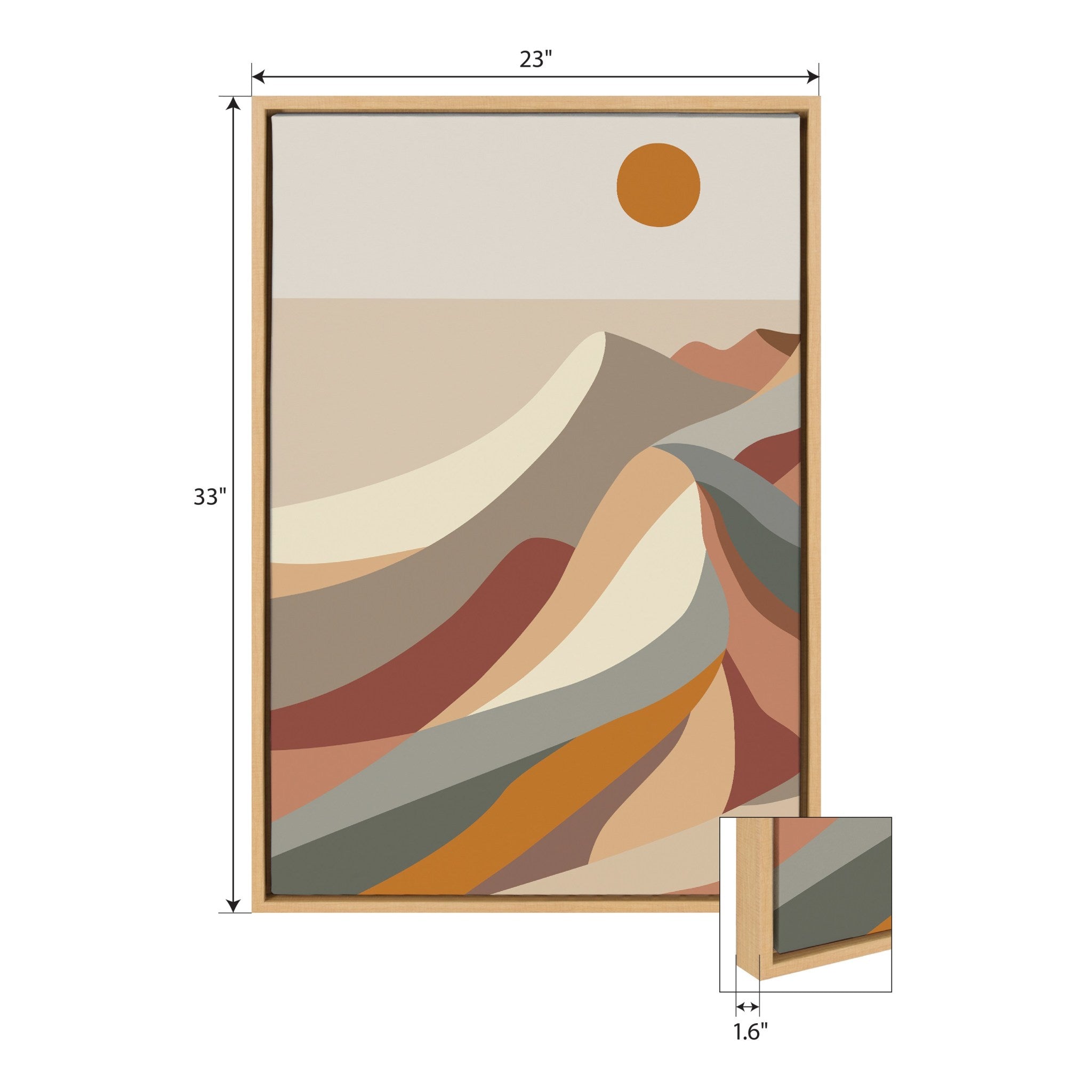 Sylvie Mid Century Modern Mountains Framed Canvas by kateandlaurel - product image 5 for Resin Society